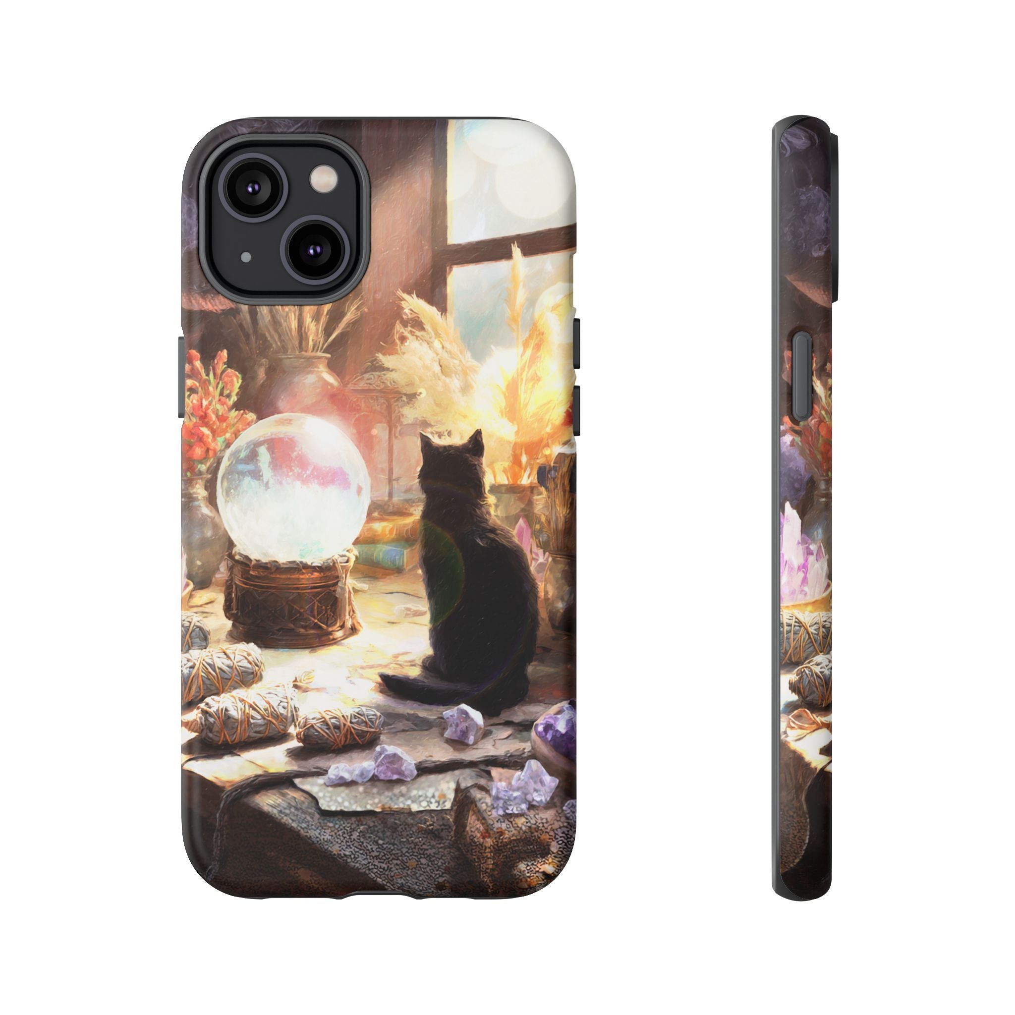 Crystal Phone case, Black Cat Case - Aesthetic Tough Case for Black Cat Lovers, Gift for Her, Witch Decor, Phone Protector, Home Vibes