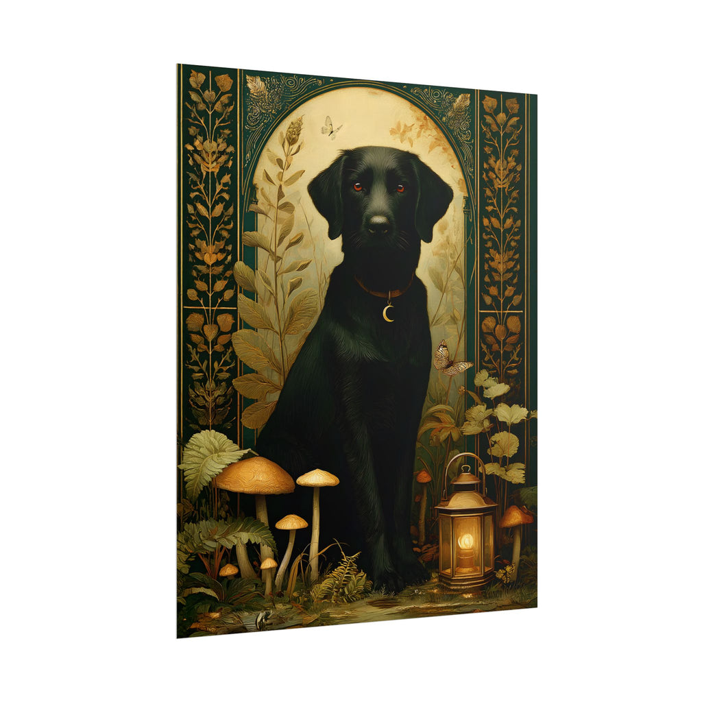 The Faithful Dog Wall Art | The Forest Guardian Collection Black Lab Print
