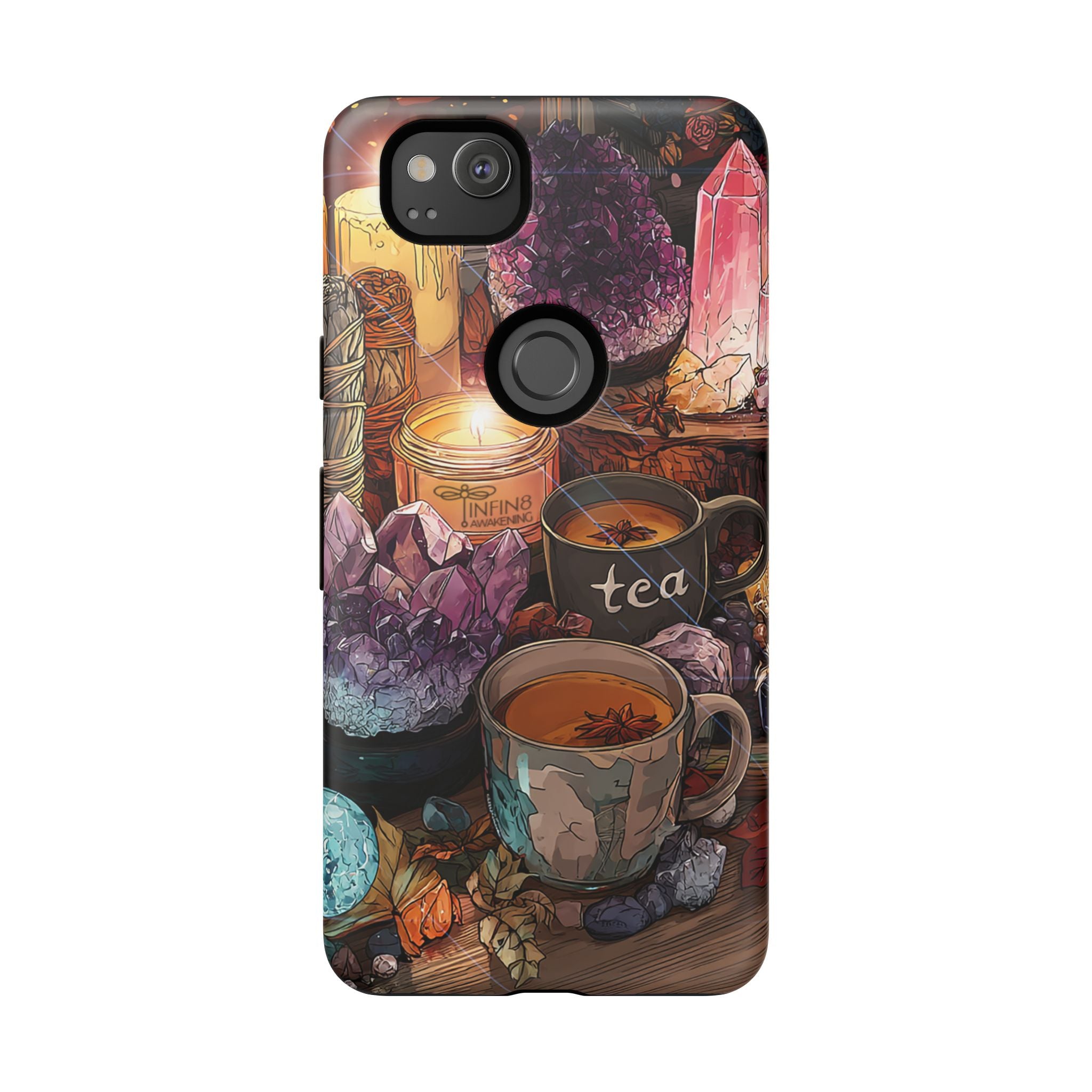 Mystical Crystal Phone Case, Cottagecore Samsung Case - Crystal Tea Lovers Phone Case, Spiritual iPhone Case, Samsung Magical FairyCore Case