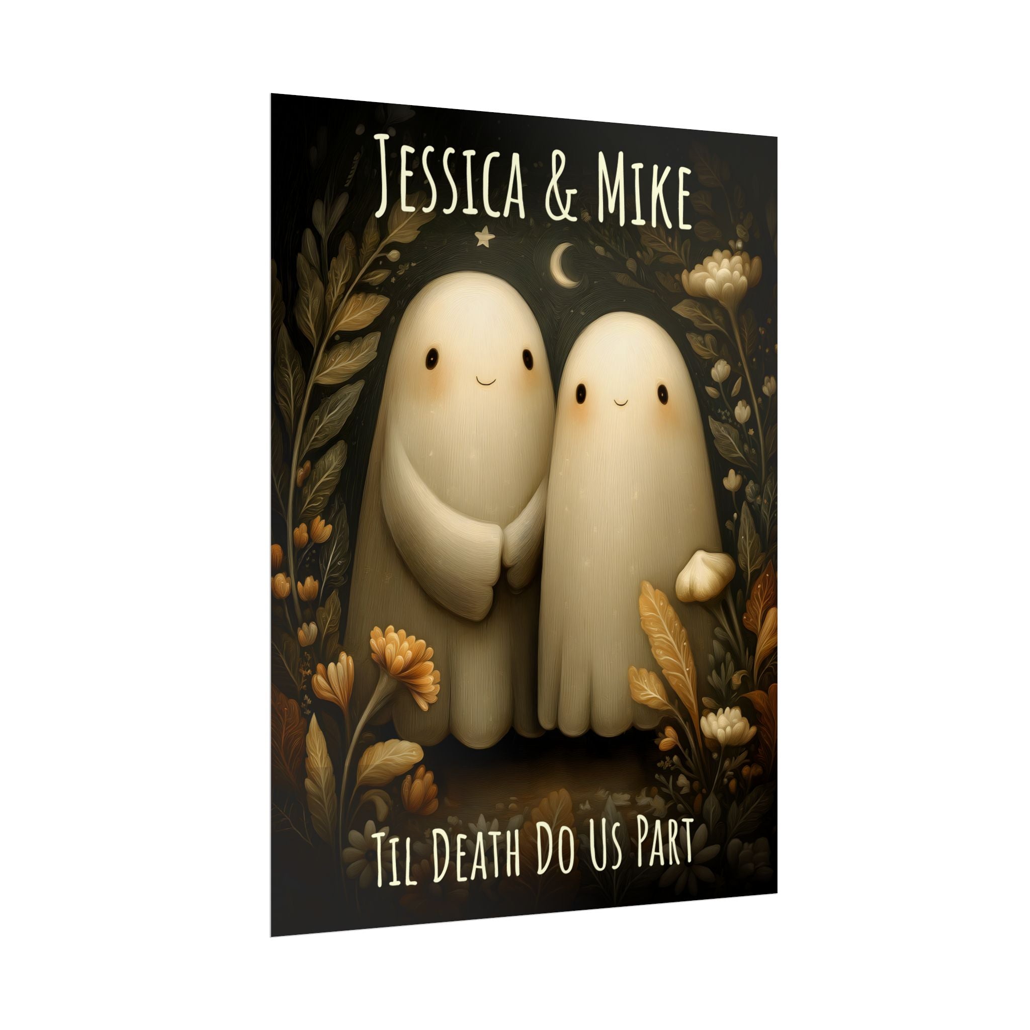 Valentine Poster Til Death Do Us Part Ghost | UNFRAMED Custom Name Valentines Day Wall Art for Couples