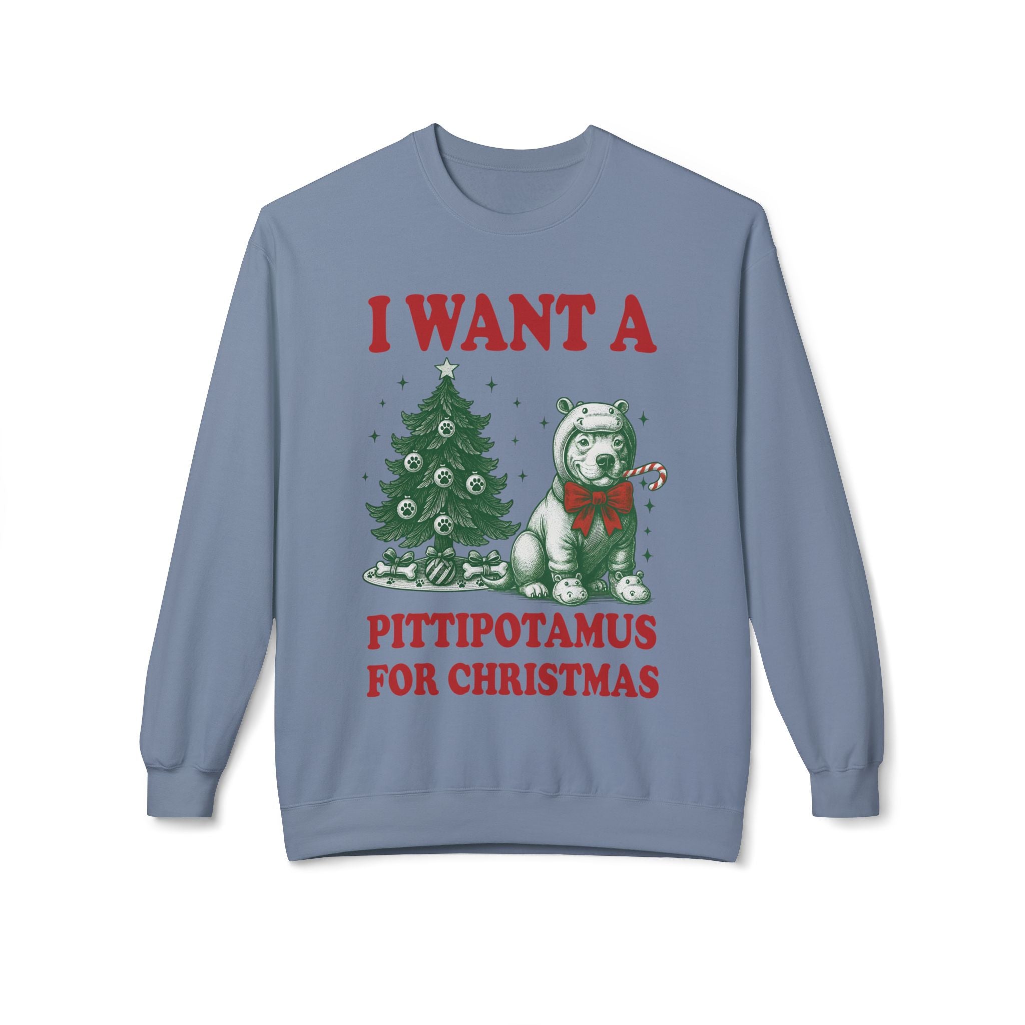 Pitbull Christmas Pullover | Cute Pittipotamus Holiday Sweatshirt for Dog Lovers