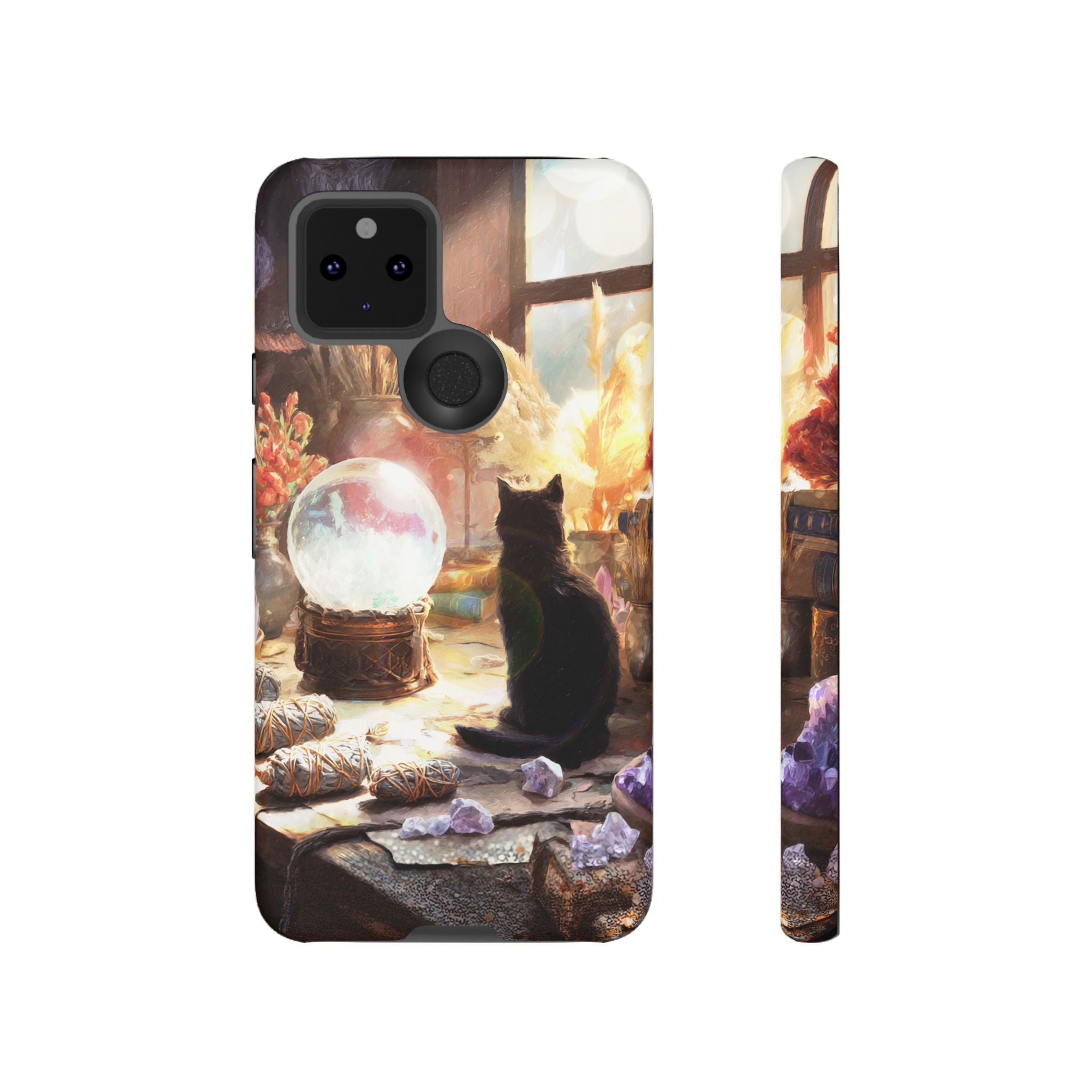 Crystal Phone case, Black Cat Case - Aesthetic Tough Case for Black Cat Lovers, Gift for Her, Witch Decor, Phone Protector, Home Vibes