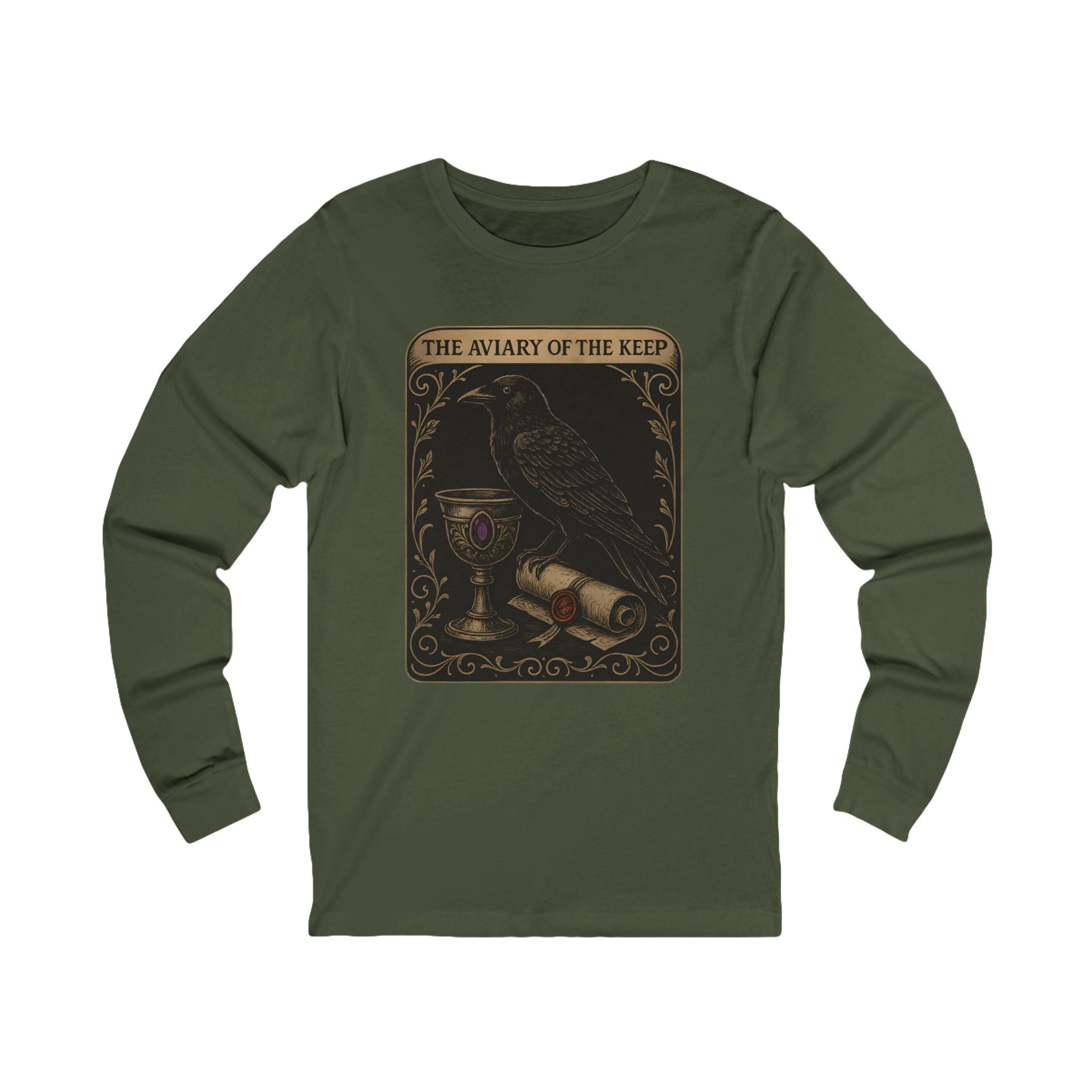 The Aviary of the Keep Long Sleeve Tee | Male Castlecore raven shirt