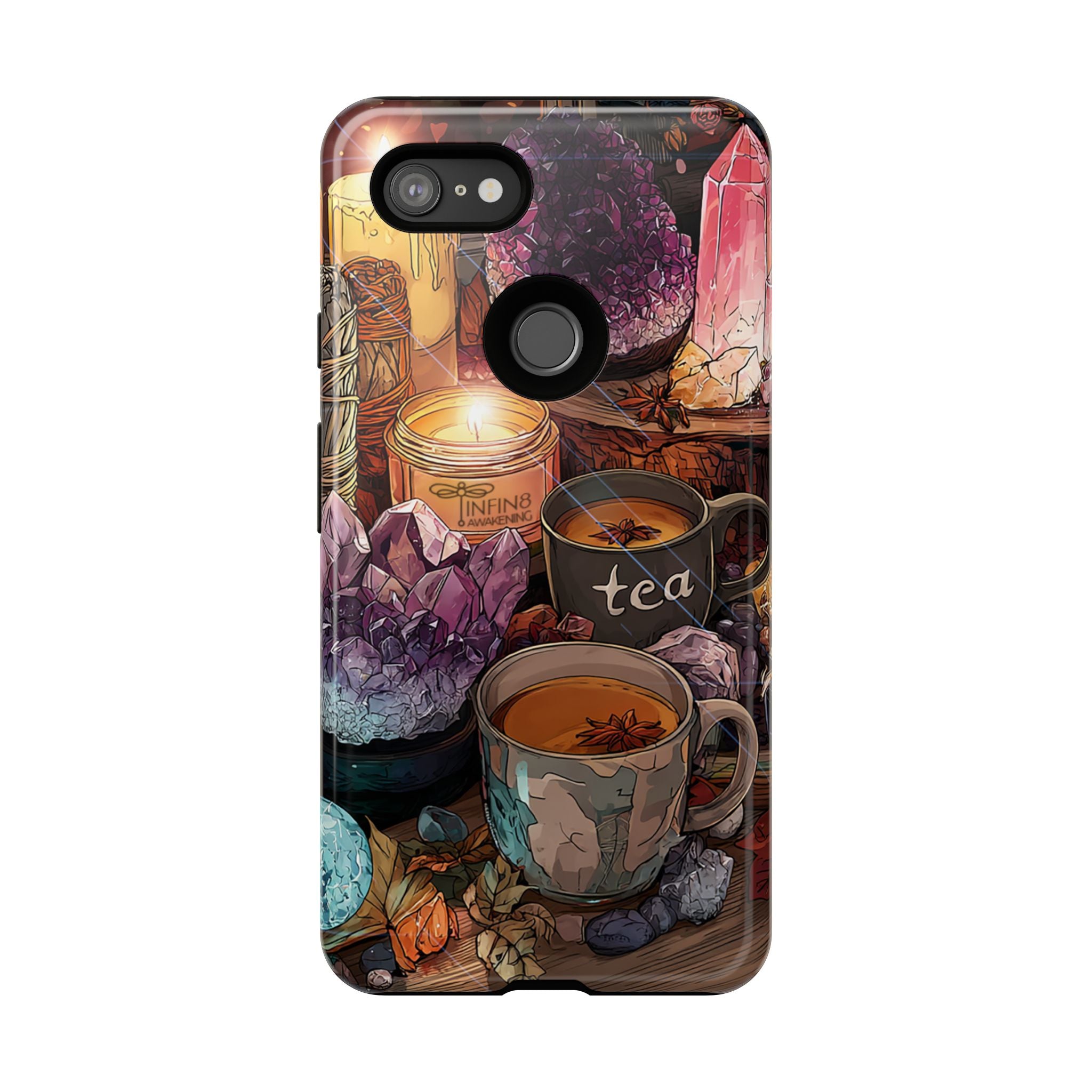 Mystical Crystal Phone Case, Cottagecore Samsung Case - Crystal Tea Lovers Phone Case, Spiritual iPhone Case, Samsung Magical FairyCore Case