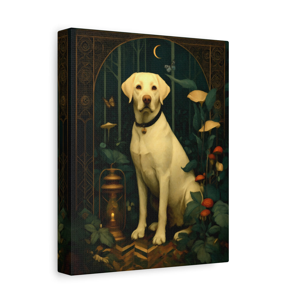 Yellow Labrador Retriever Canvas | Forest Garden Botanical Dog Wall Art with Painterlye