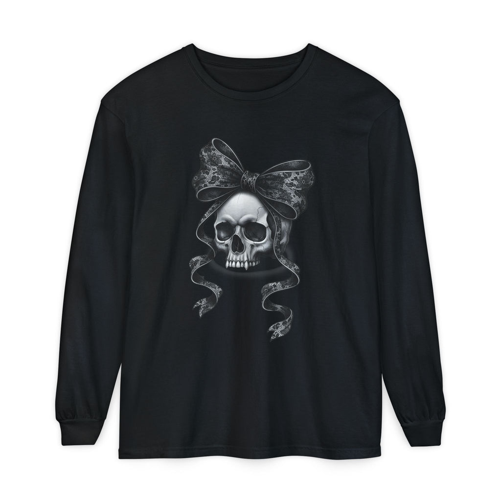 Gothmas Skull Bow Shirt | Dark Holiday Tee for Gothic Christmas Lovers