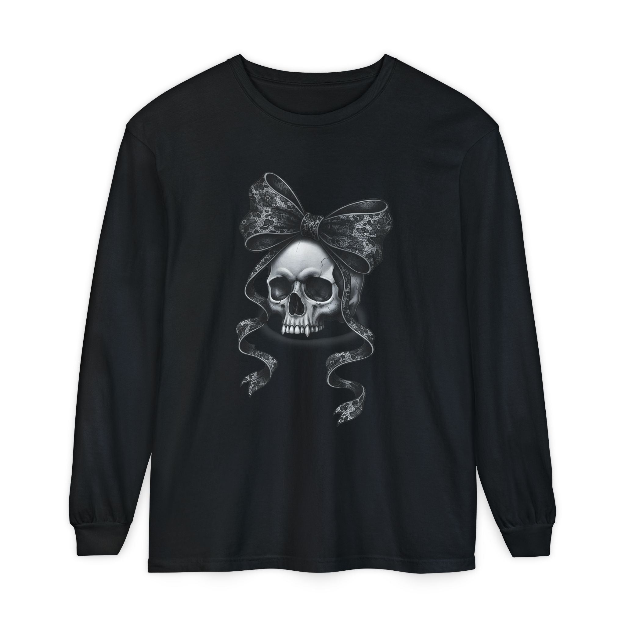 Gothmas Skull Bow Shirt | Dark Holiday Tee for Gothic Christmas Lovers