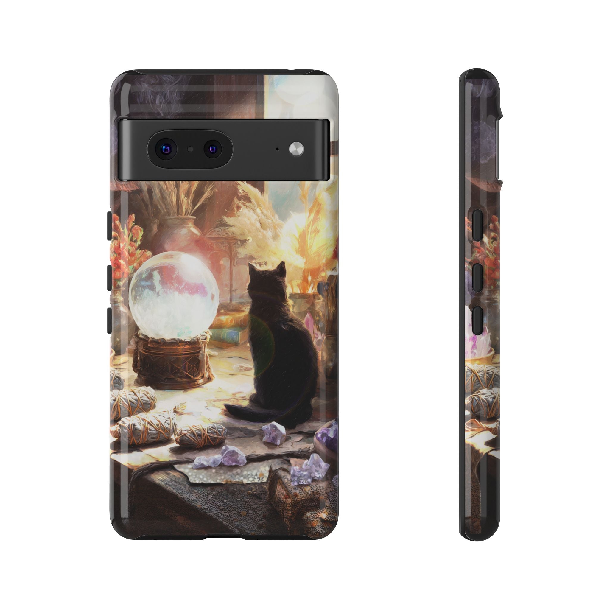 Crystal Phone case, Black Cat Case - Aesthetic Tough Case for Black Cat Lovers, Gift for Her, Witch Decor, Phone Protector, Home Vibes