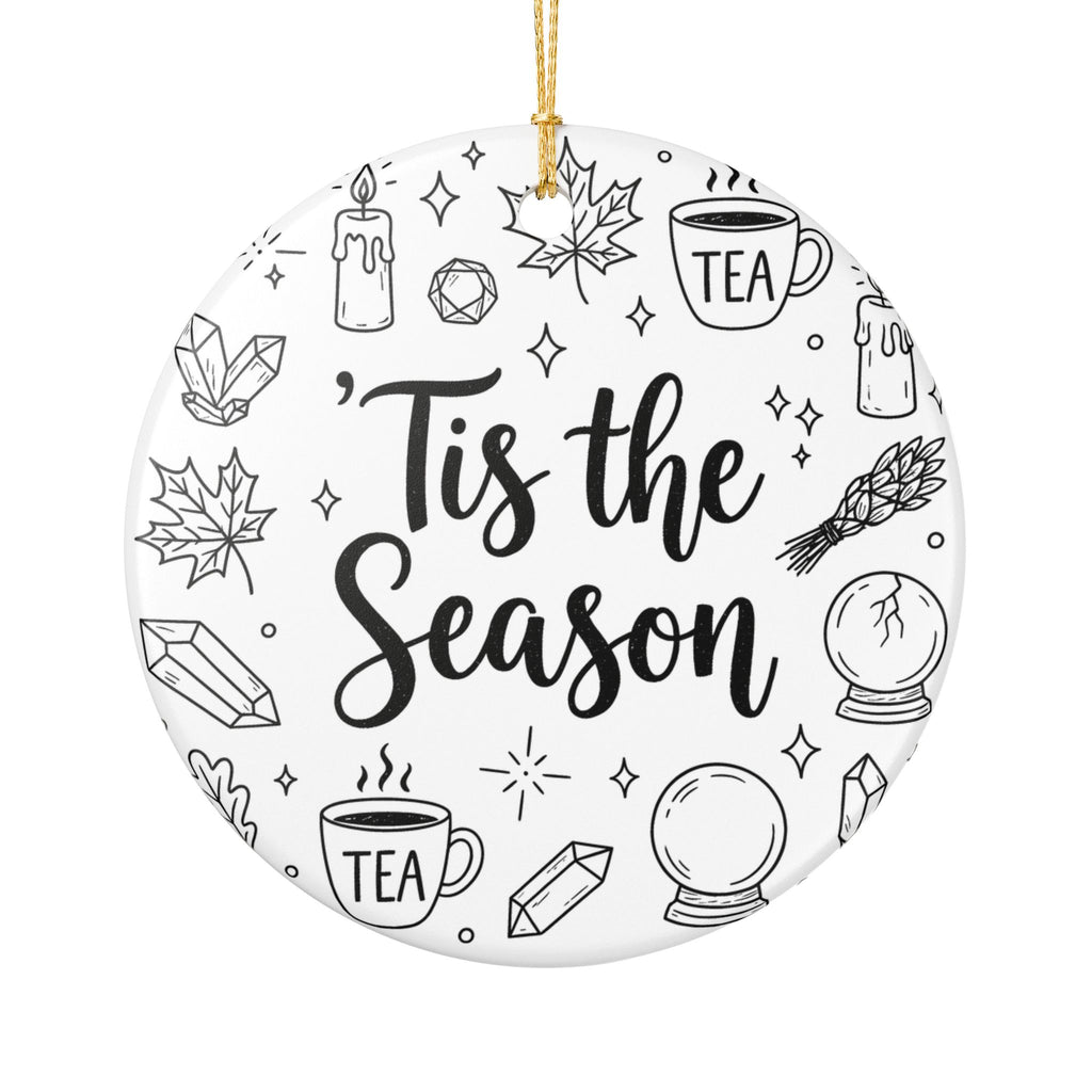 Tis the Season Doodles Ornament | Mystical Celestial Holiday Gothmas Tea & Crystal Christmas Decor