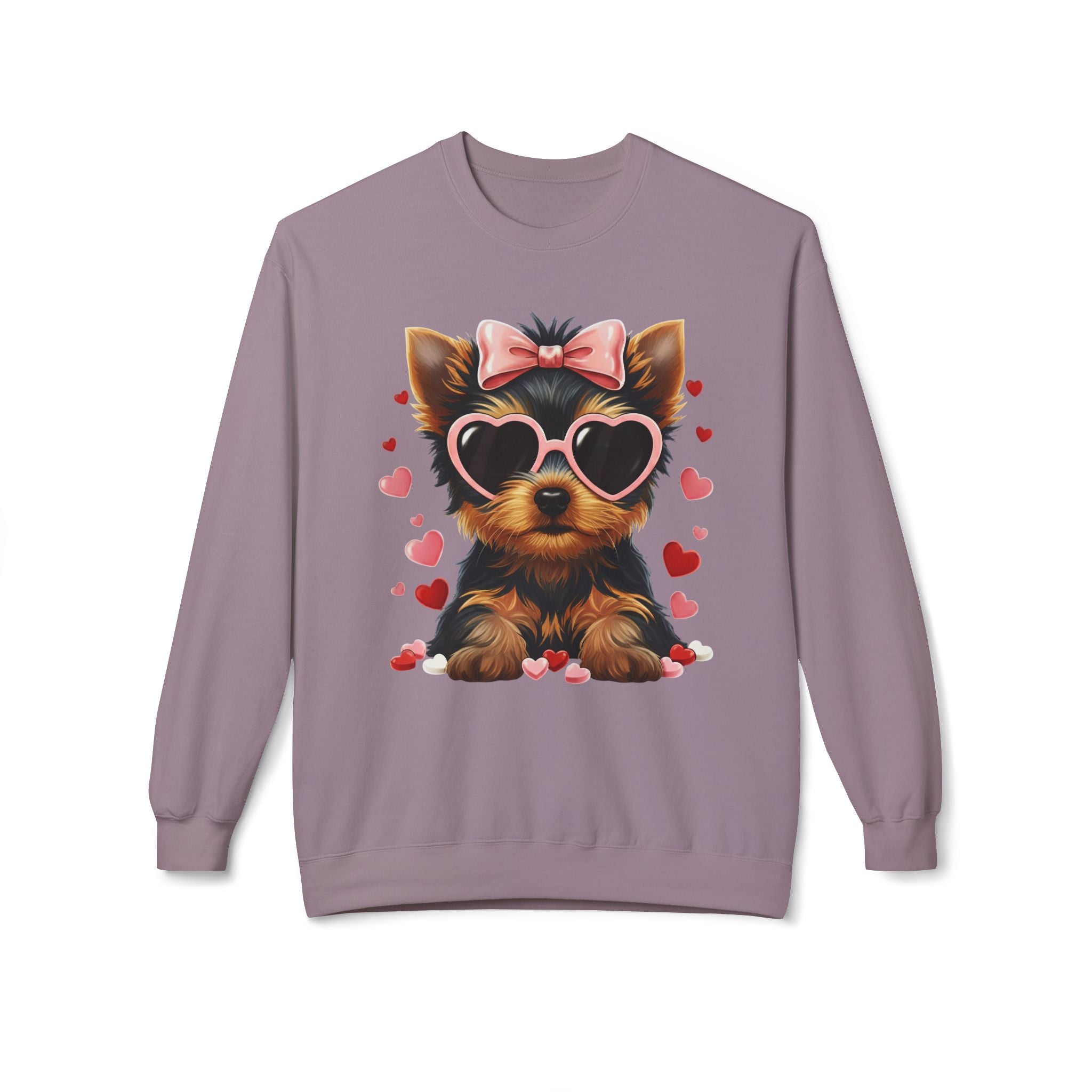 Yorkshire Terrier Valentine Shirt | Yorkie Heart Sunglasses Pullover Sweatshirt Gift for Her