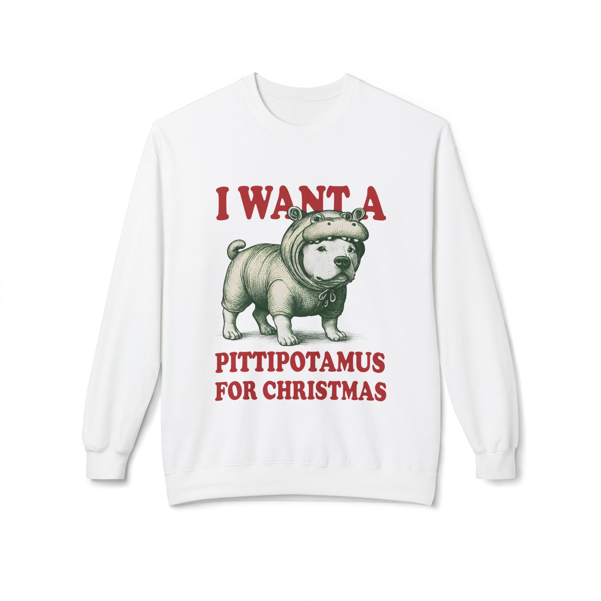 Dog Pitbull Christmas Sweatshirt | Cute Pittipotamus Holiday Pullover for Dog Lovers