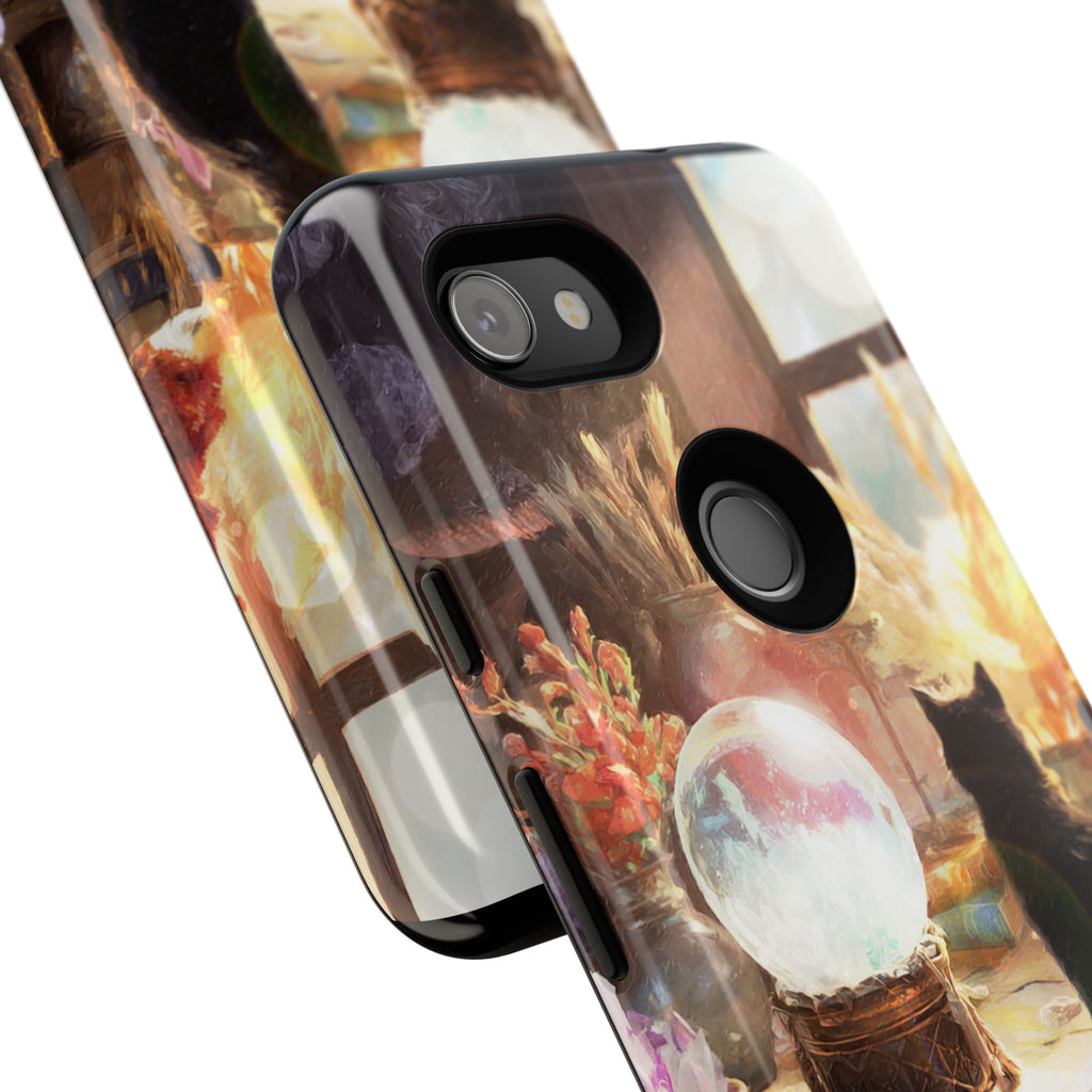 Crystal Phone case, Black Cat Case - Aesthetic Tough Case for Black Cat Lovers, Gift for Her, Witch Decor, Phone Protector, Home Vibes