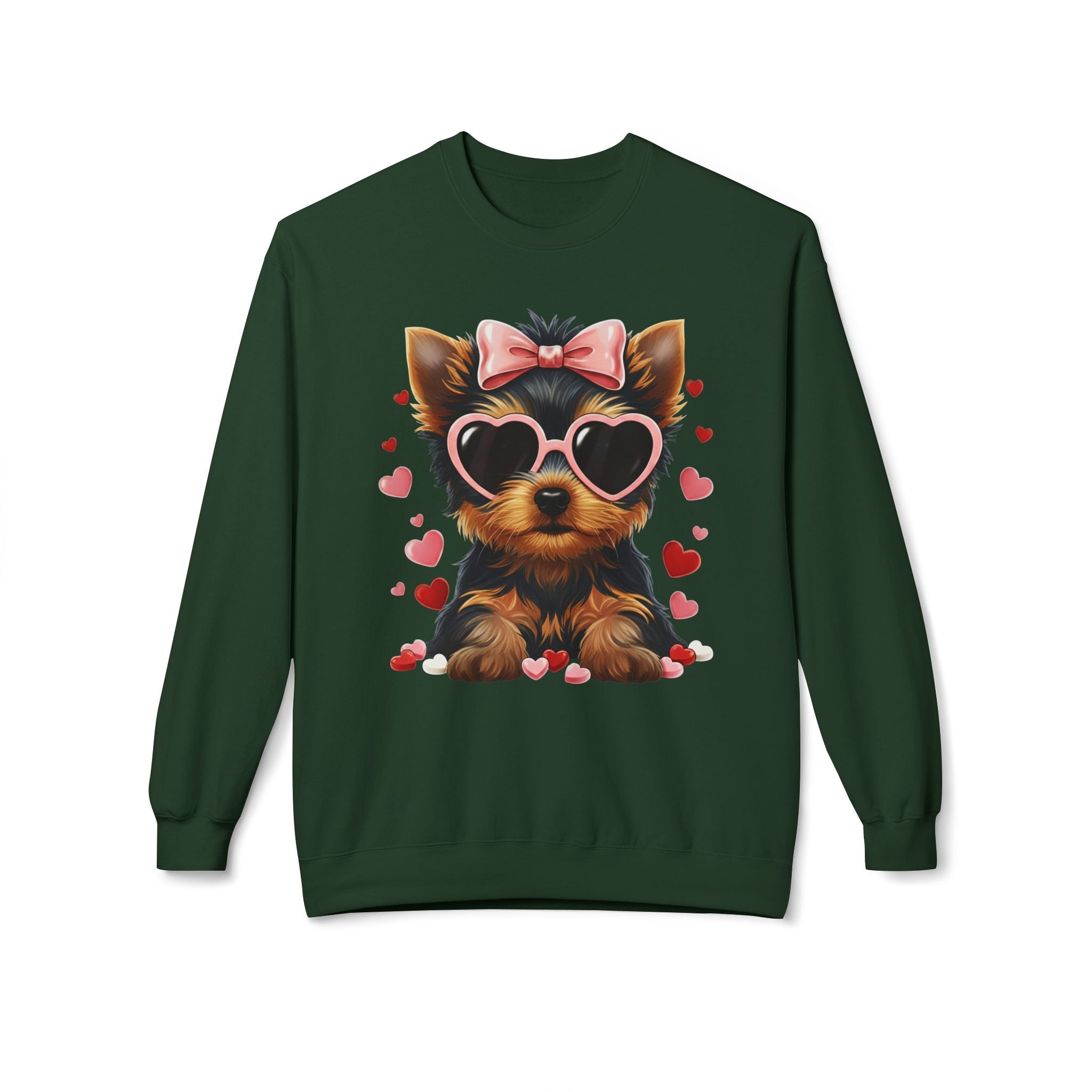 Yorkshire Terrier Valentine Shirt | Yorkie Heart Sunglasses Pullover Sweatshirt Gift for Her