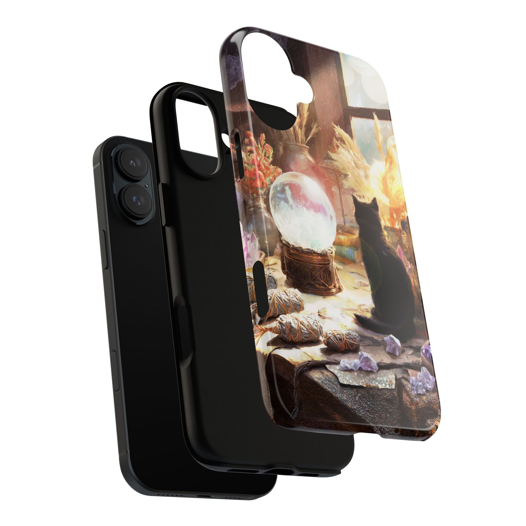 Crystal Phone case, Black Cat Case - Aesthetic Tough Case for Black Cat Lovers, Gift for Her, Witch Decor, Phone Protector, Home Vibes