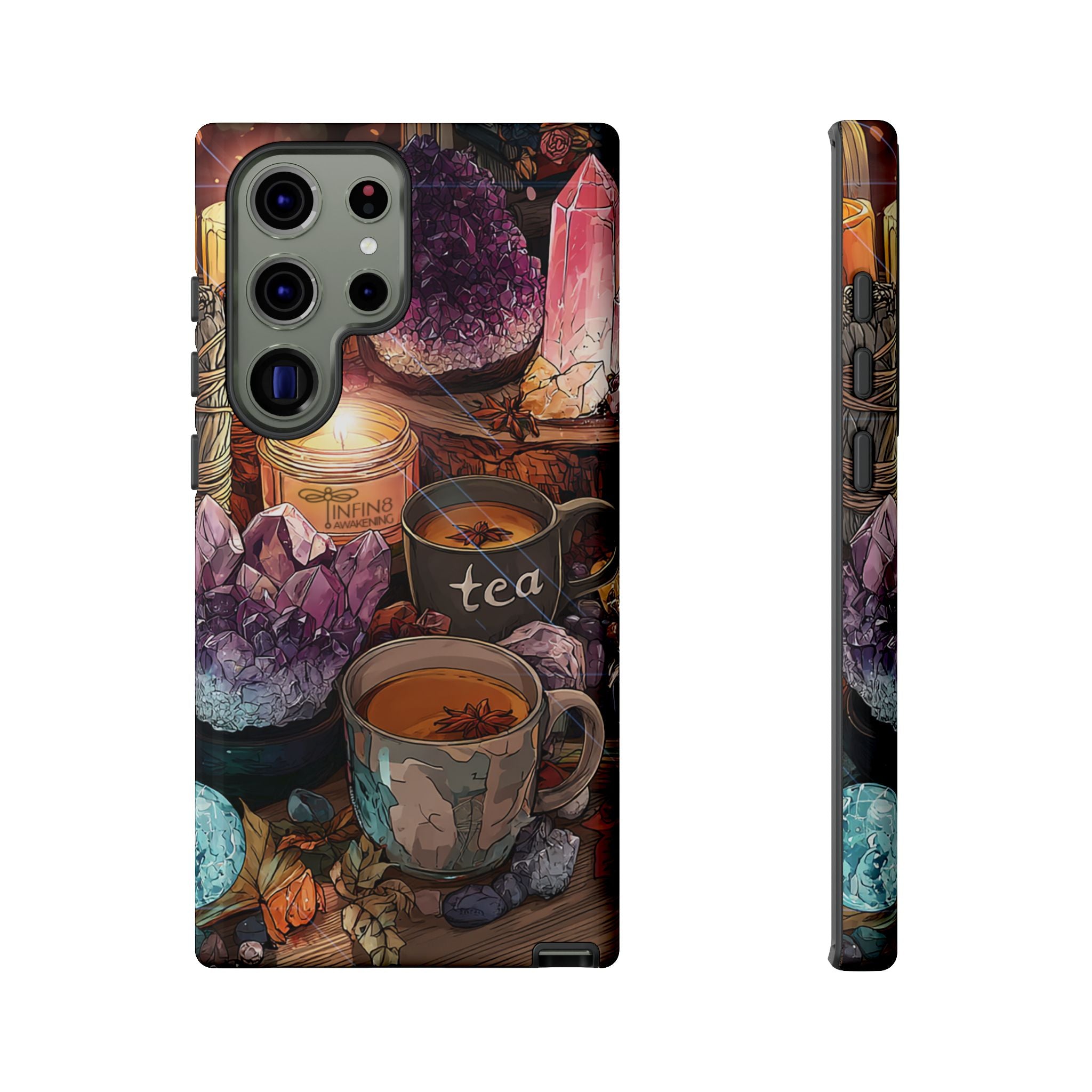 Mystical Crystal Phone Case, Cottagecore Samsung Case - Crystal Tea Lovers Phone Case, Spiritual iPhone Case, Samsung Magical FairyCore Case