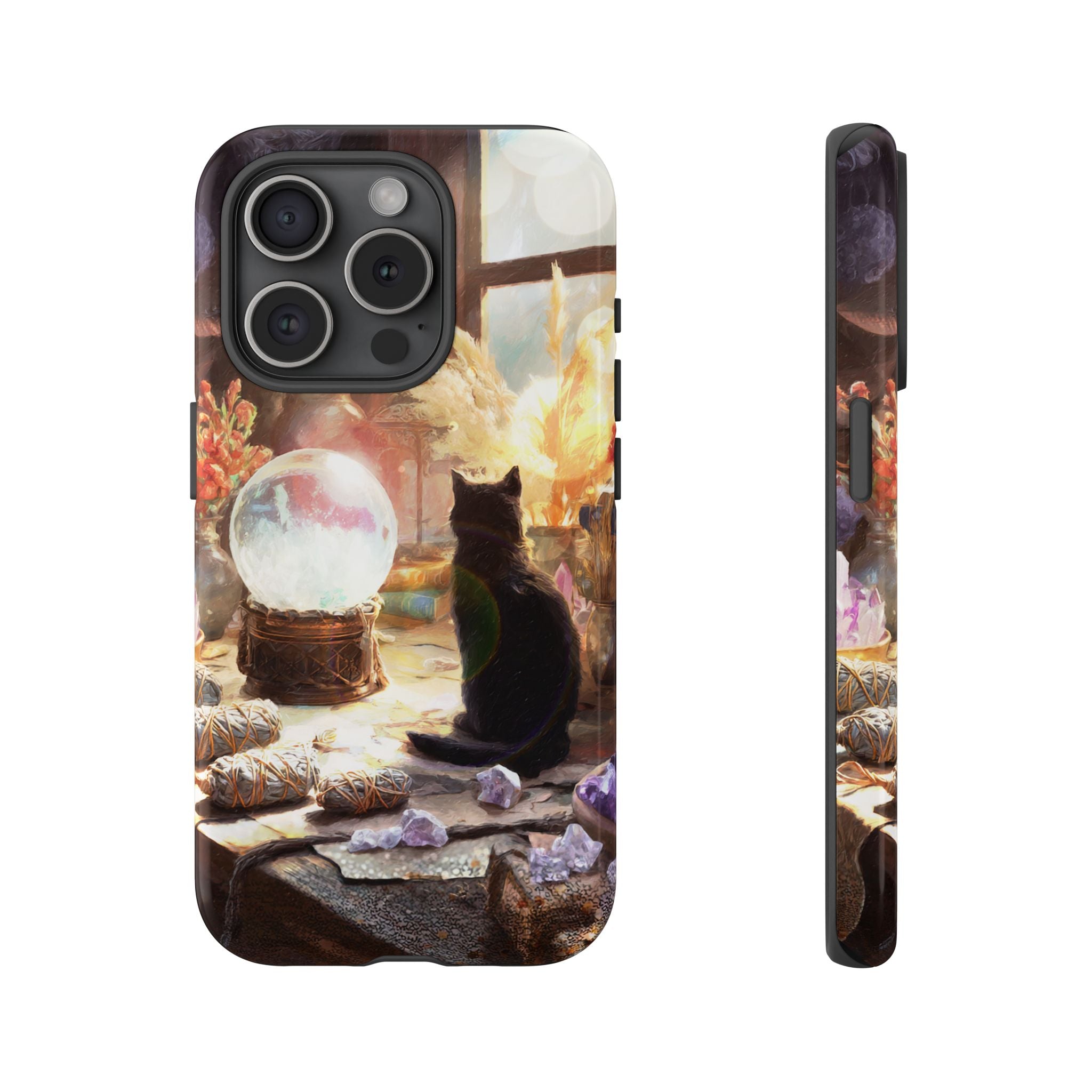 Crystal Phone case, Black Cat Case - Aesthetic Tough Case for Black Cat Lovers, Gift for Her, Witch Decor, Phone Protector, Home Vibes