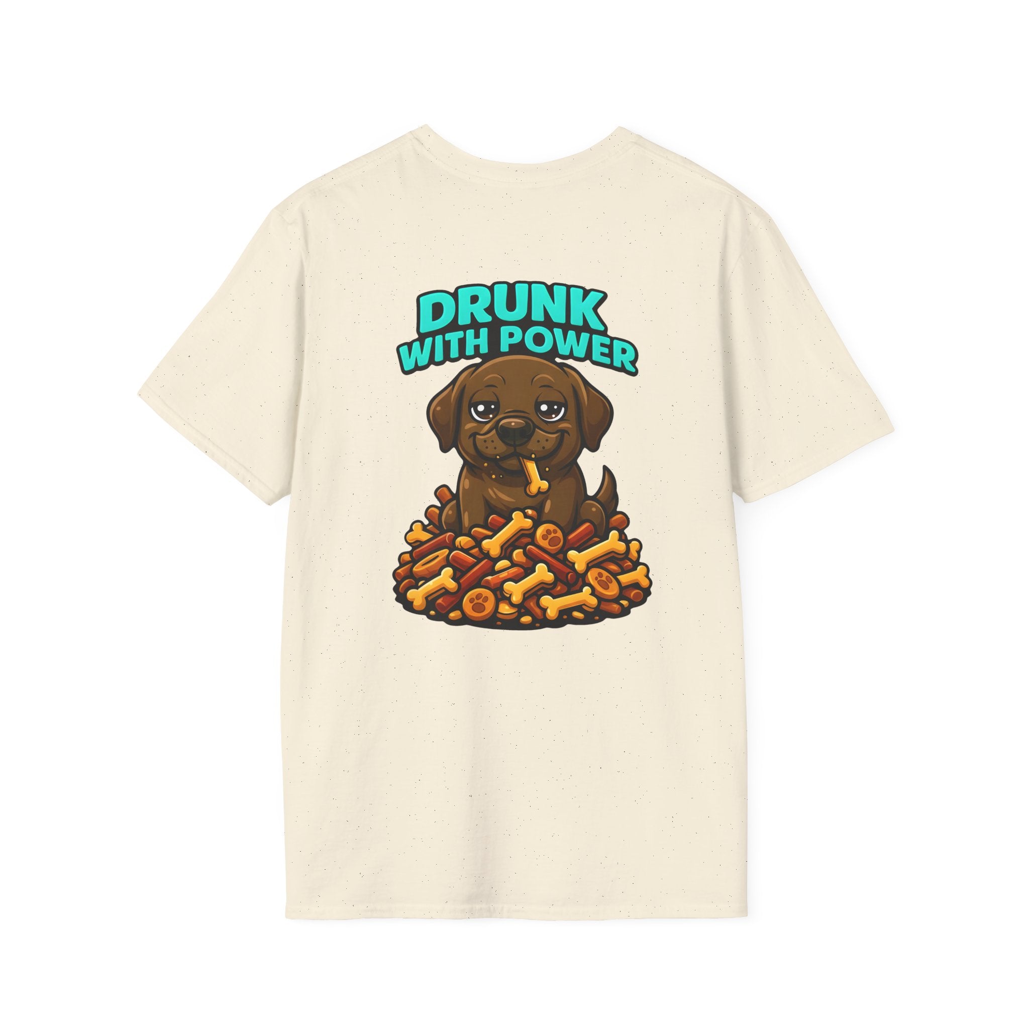 Dog Personalized Chocolate Lab Lover T-Shirt | Drunk With Power Dog Tee with Front & Back Print
