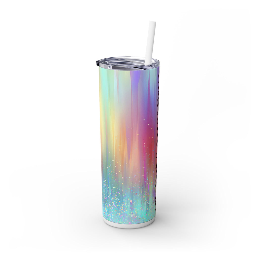Personalized Iridescent Glitter Tumbler 20oz | Custom Name Cup Valentine Gift with Saying