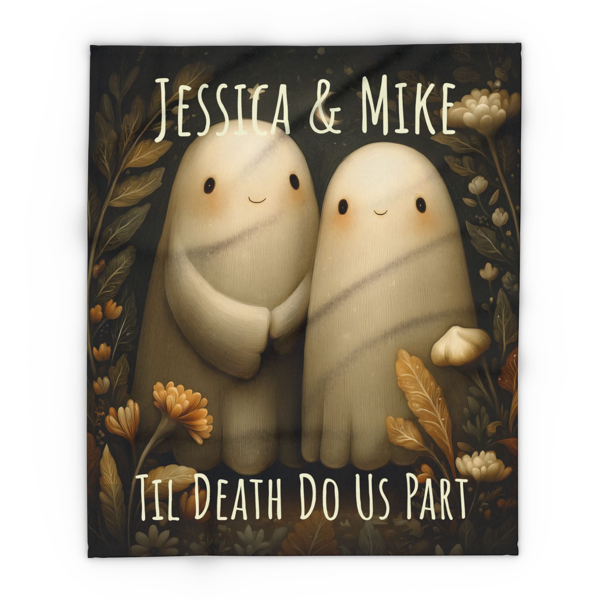 Valentine Blanket Til Death Do Us Part Ghost Blanket | Custom Name Valentines Day Couple Throw