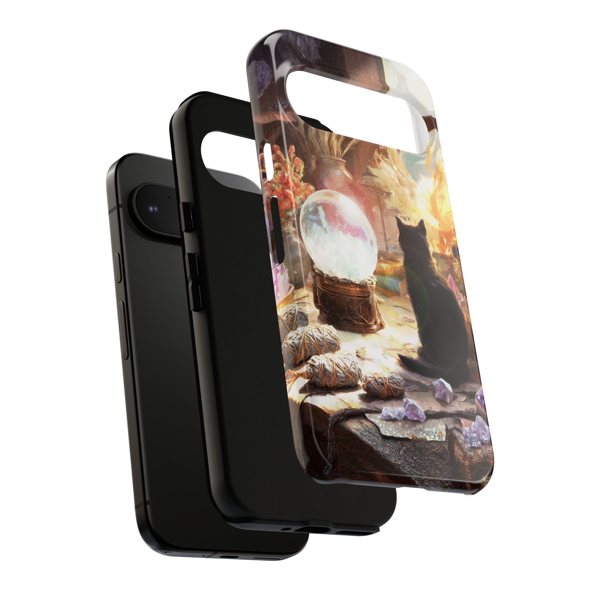 Crystal Phone case, Black Cat Case - Aesthetic Tough Case for Black Cat Lovers, Gift for Her, Witch Decor, Phone Protector, Home Vibes