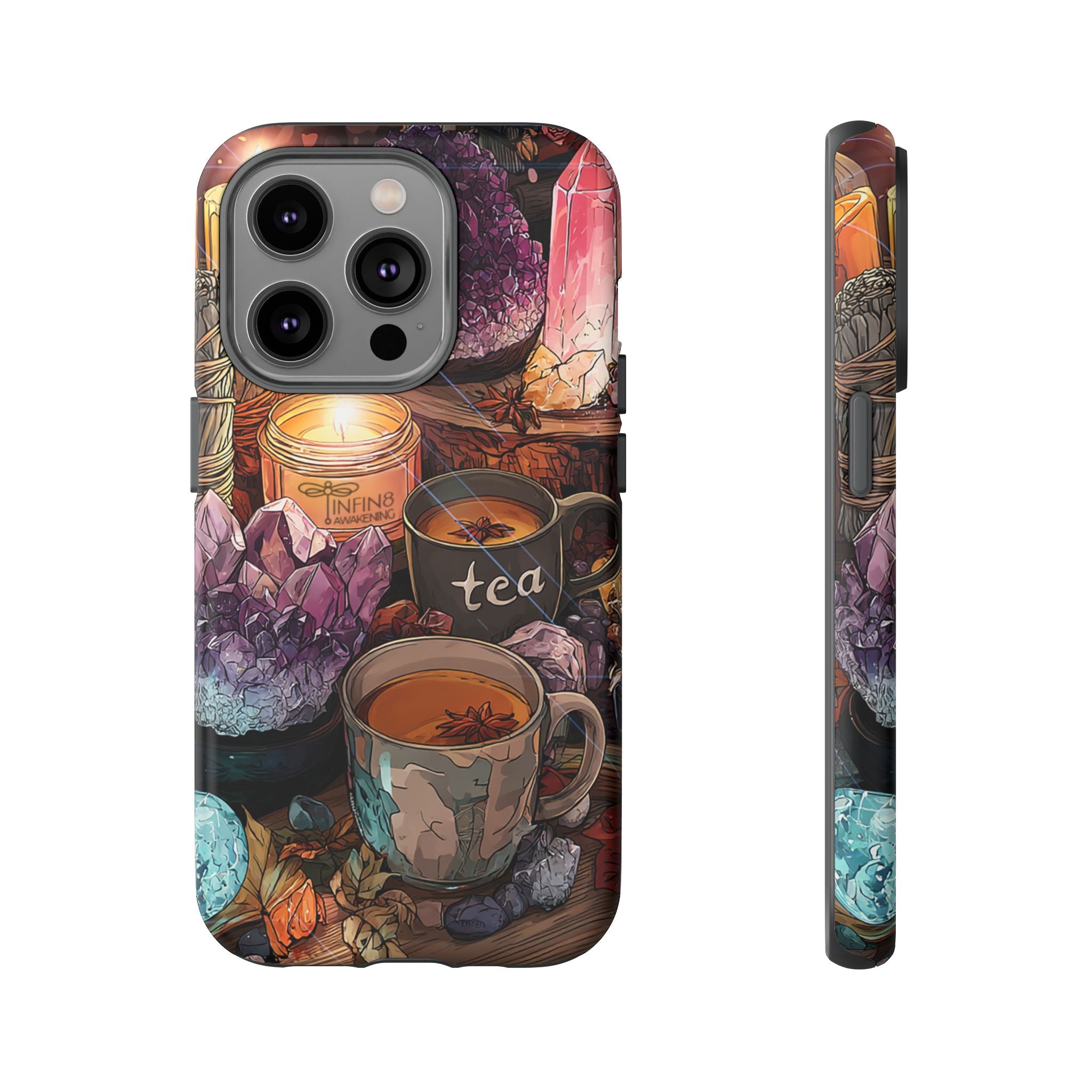 Mystical Crystal Phone Case, Cottagecore Samsung Case - Crystal Tea Lovers Phone Case, Spiritual iPhone Case, Samsung Magical FairyCore Case