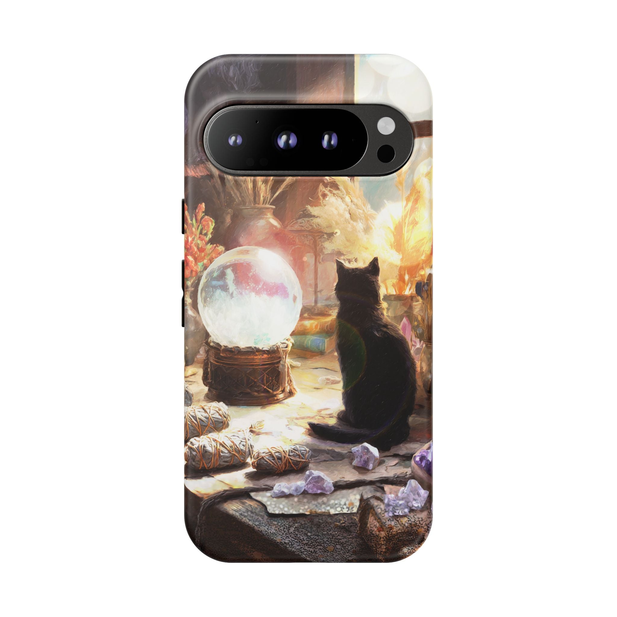 Crystal Phone case, Black Cat Case - Aesthetic Tough Case for Black Cat Lovers, Gift for Her, Witch Decor, Phone Protector, Home Vibes