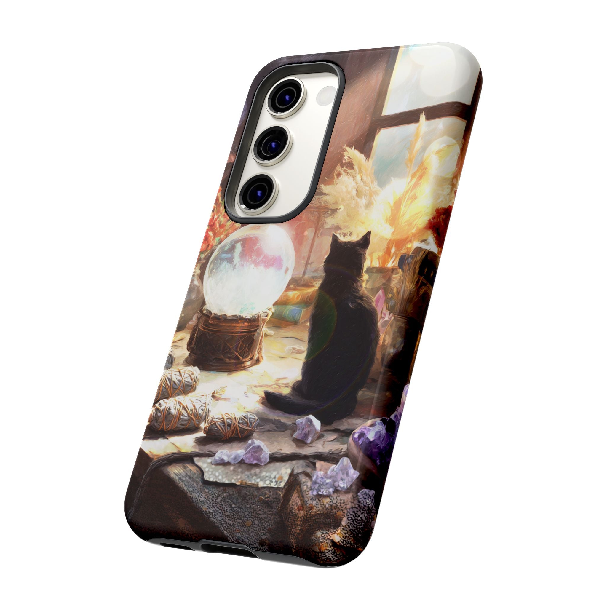 Crystal Phone case, Black Cat Case - Aesthetic Tough Case for Black Cat Lovers, Gift for Her, Witch Decor, Phone Protector, Home Vibes