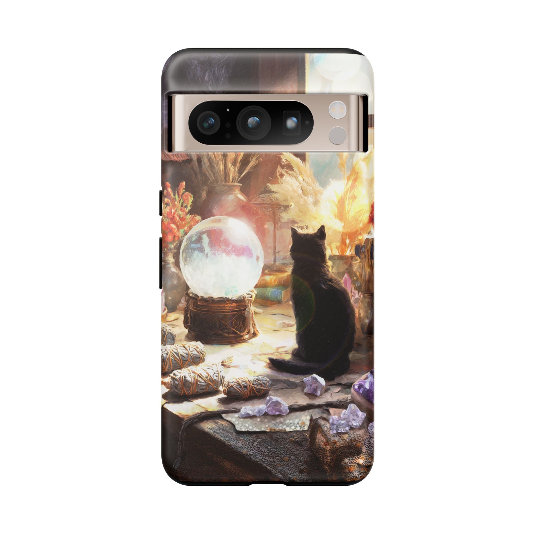 Crystal Phone case, Black Cat Case - Aesthetic Tough Case for Black Cat Lovers, Gift for Her, Witch Decor, Phone Protector, Home Vibes