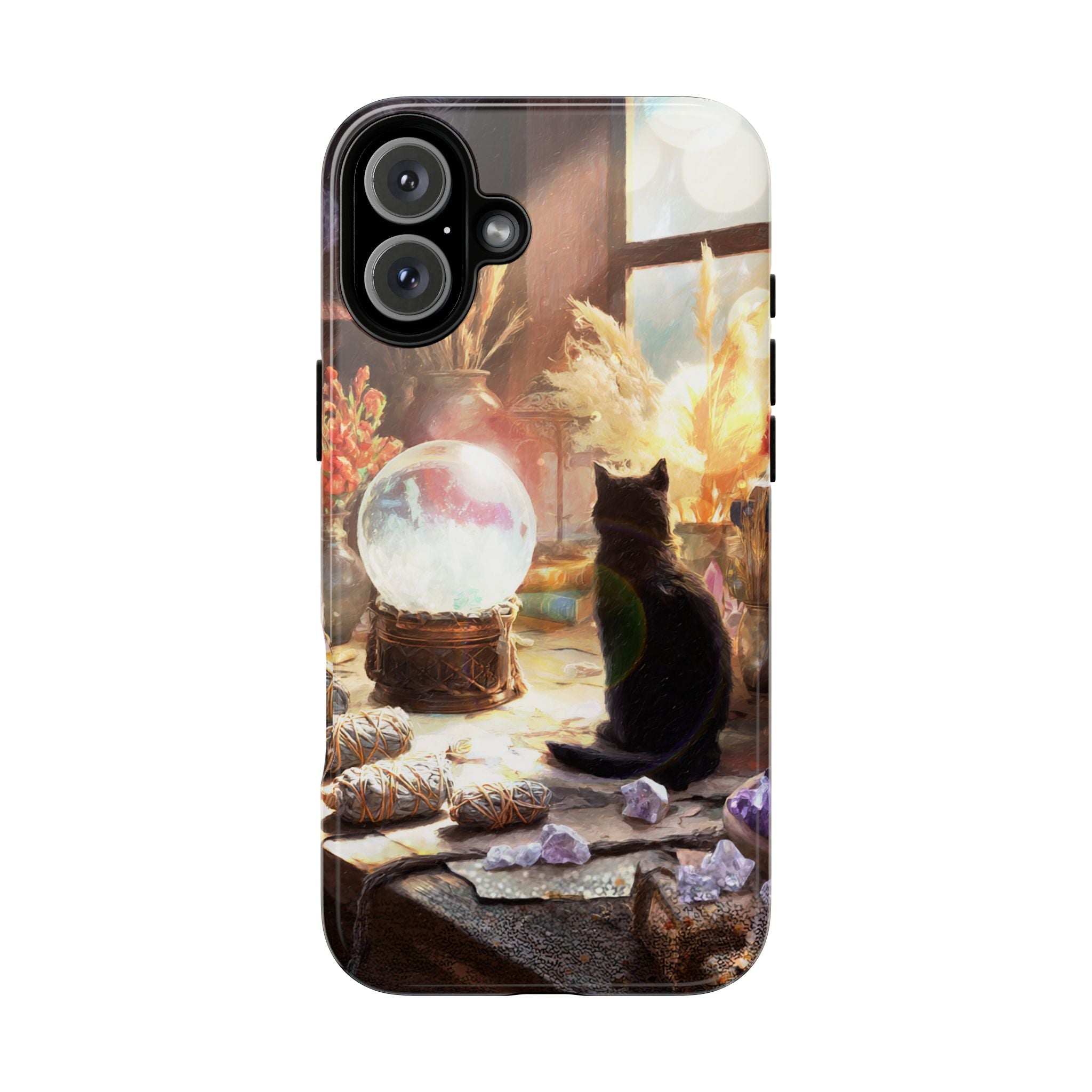 Crystal Phone case, Black Cat Case - Aesthetic Tough Case for Black Cat Lovers, Gift for Her, Witch Decor, Phone Protector, Home Vibes