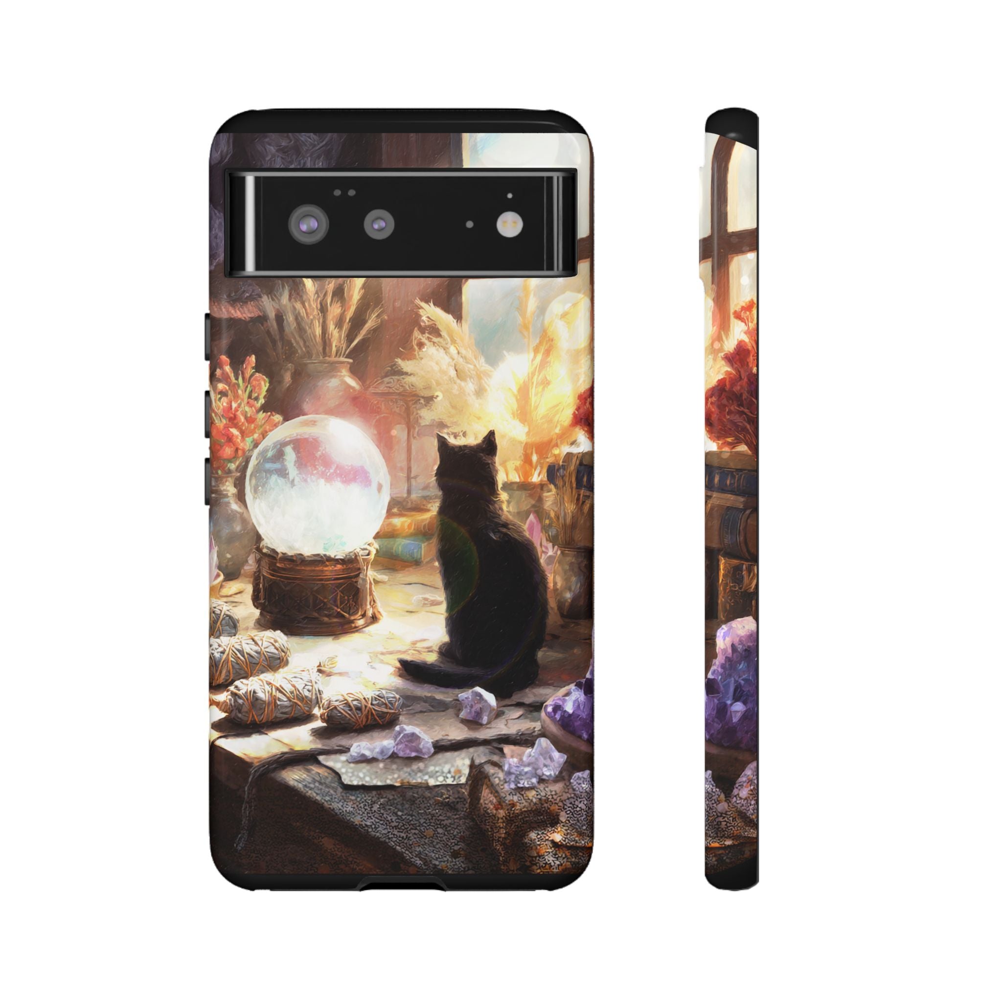 Crystal Phone case, Black Cat Case - Aesthetic Tough Case for Black Cat Lovers, Gift for Her, Witch Decor, Phone Protector, Home Vibes