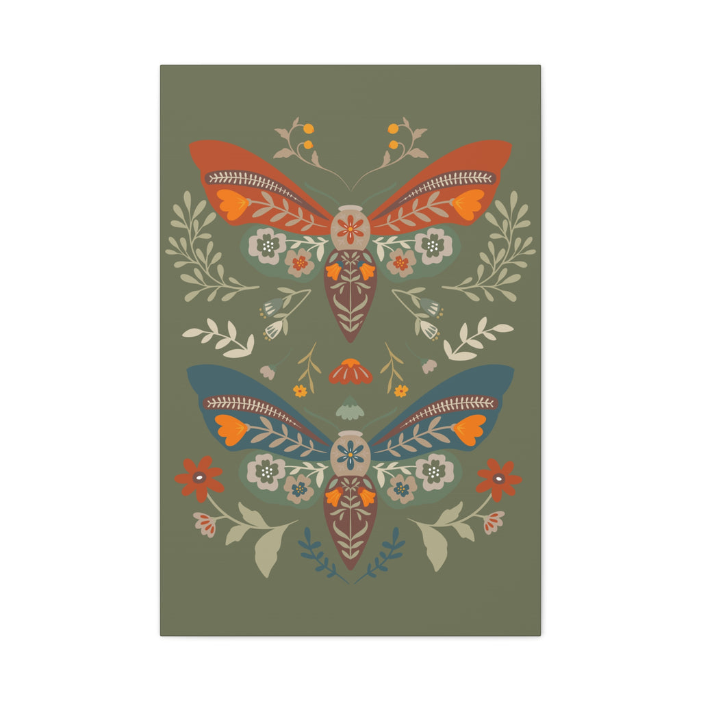Moth Botanica | Wildflower Garden Green Wall Art Canvas Printify