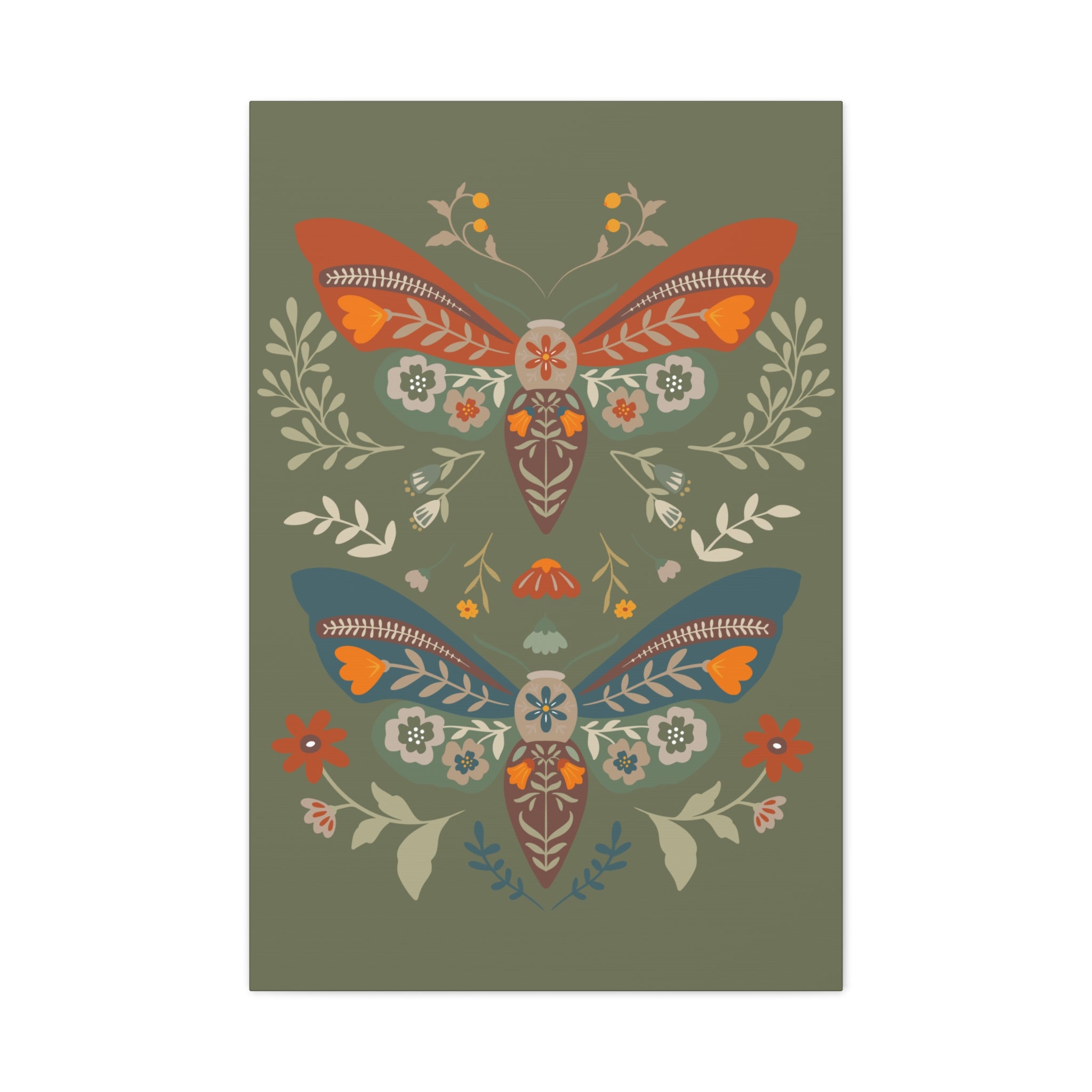 Moth Botanica | Wildflower Garden Green Wall Art Canvas Printify