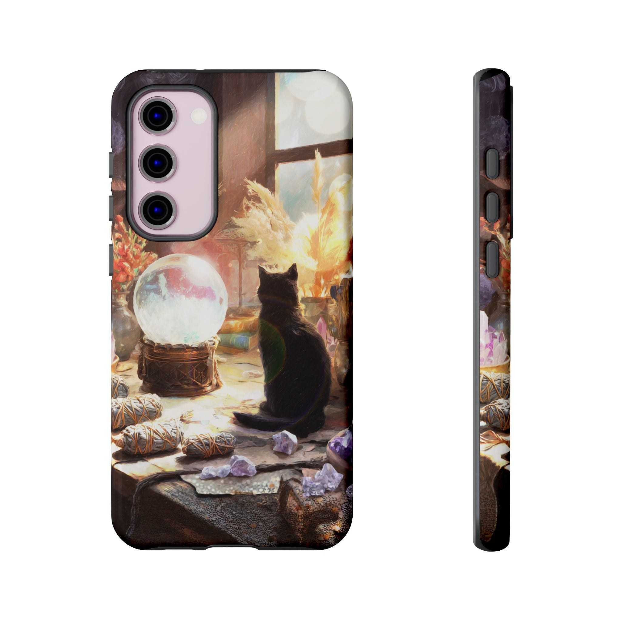 Crystal Phone case, Black Cat Case - Aesthetic Tough Case for Black Cat Lovers, Gift for Her, Witch Decor, Phone Protector, Home Vibes