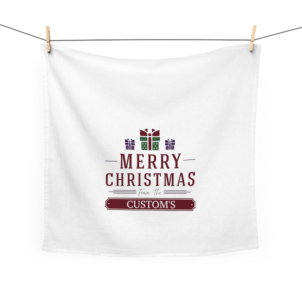 Tea Towel Custom Christmas | Personalized Xmas Hostess Gift Dish Towel