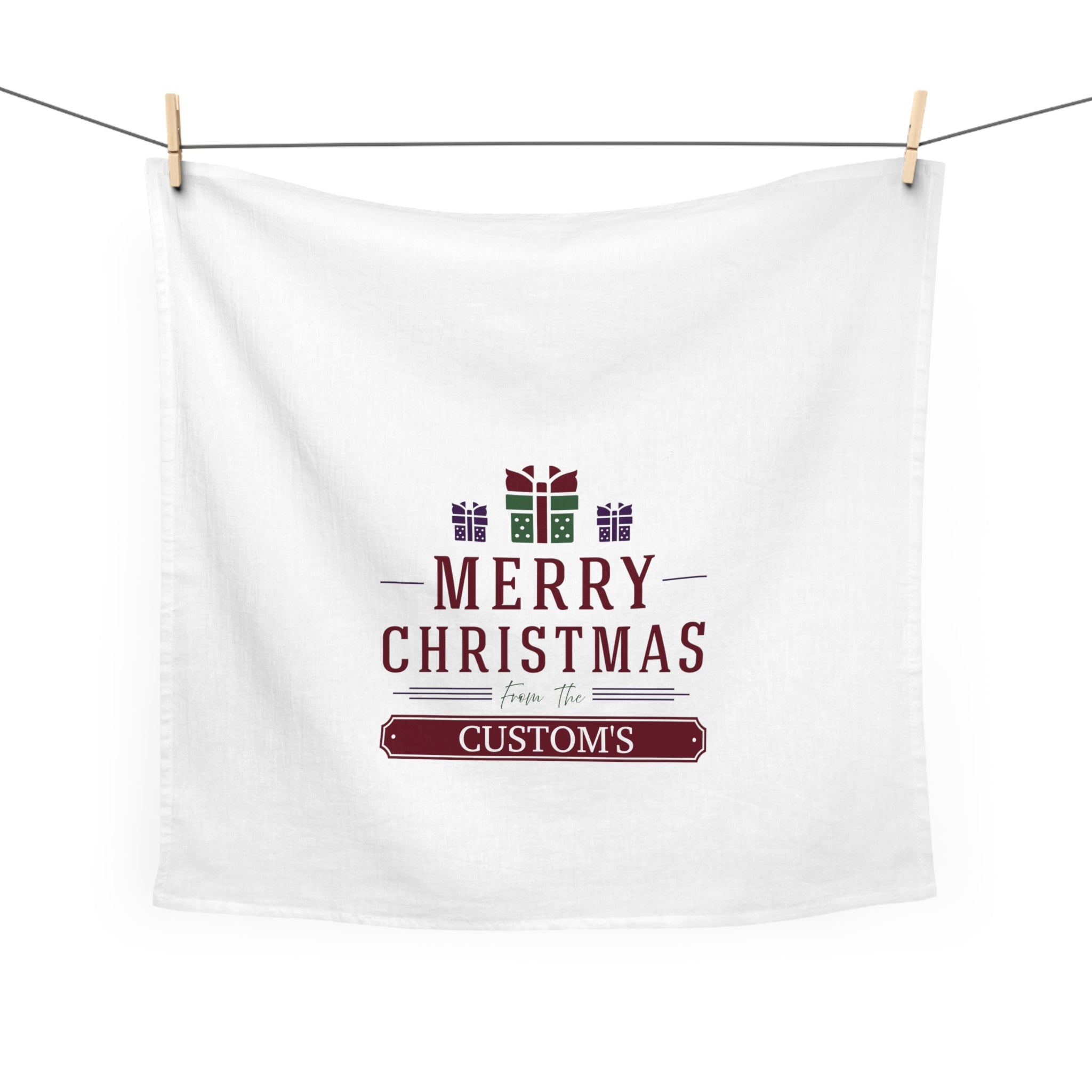 Tea Towel Custom Christmas | Personalized Xmas Hostess Gift Dish Towel