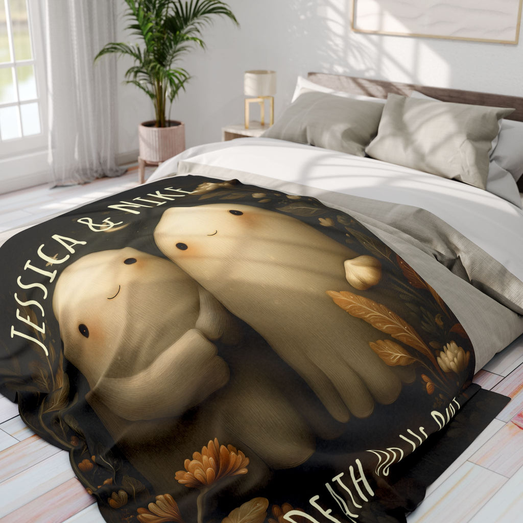 Valentine Blanket Til Death Do Us Part Ghost Blanket | Custom Name Valentines Day Couple Throw