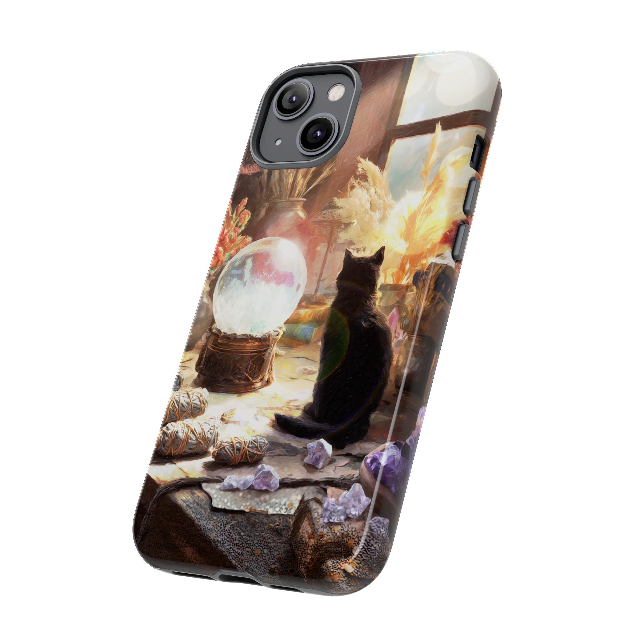 Crystal Phone case, Black Cat Case - Aesthetic Tough Case for Black Cat Lovers, Gift for Her, Witch Decor, Phone Protector, Home Vibes