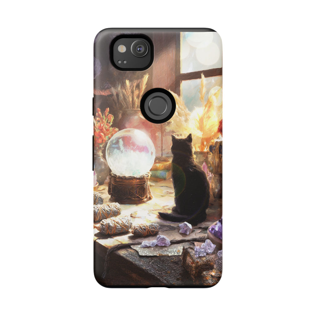 Crystal Phone case, Black Cat Case - Aesthetic Tough Case for Black Cat Lovers, Gift for Her, Witch Decor, Phone Protector, Home Vibes