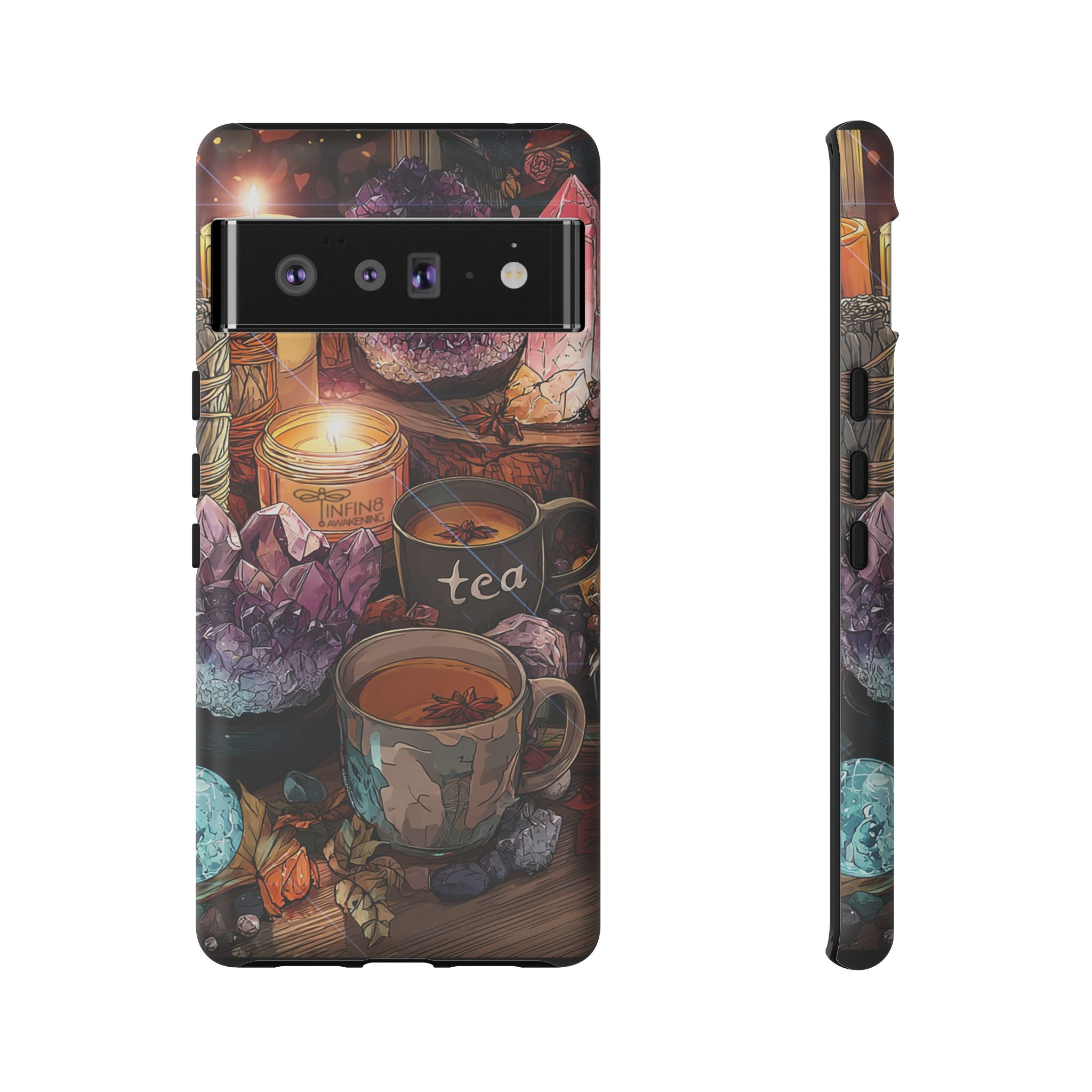 Mystical Crystal Phone Case, Cottagecore Samsung Case - Crystal Tea Lovers Phone Case, Spiritual iPhone Case, Samsung Magical FairyCore Case