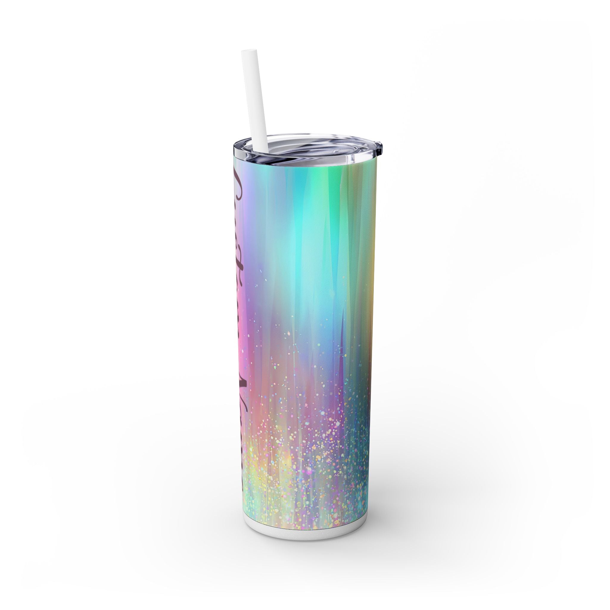 Personalized Iridescent Glitter Tumbler 20oz | Custom Name Cup Valentine Gift with Saying