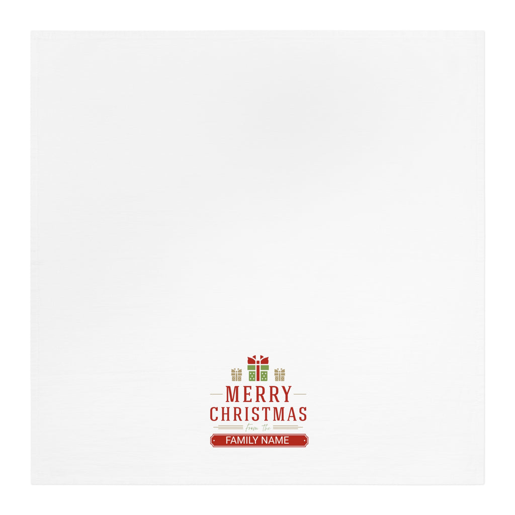 Personalized Christmas Tea Towel, Holiday Kitchen Décor, Custom Gift, Family Name Towel, Festive Home Accessory