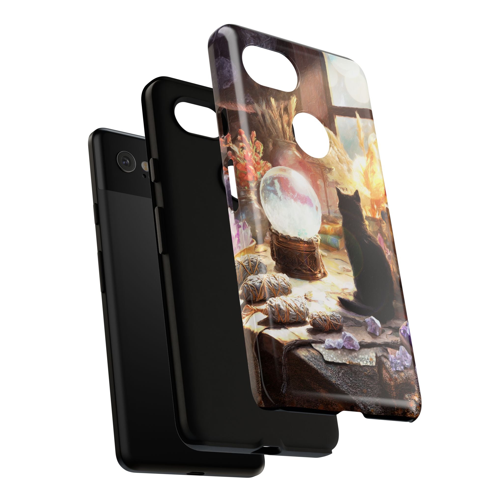 Crystal Phone case, Black Cat Case - Aesthetic Tough Case for Black Cat Lovers, Gift for Her, Witch Decor, Phone Protector, Home Vibes