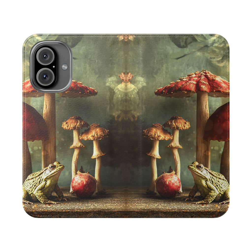 Mushroom & Frog Flip Phone Case — Cute Woodland Phone Cover