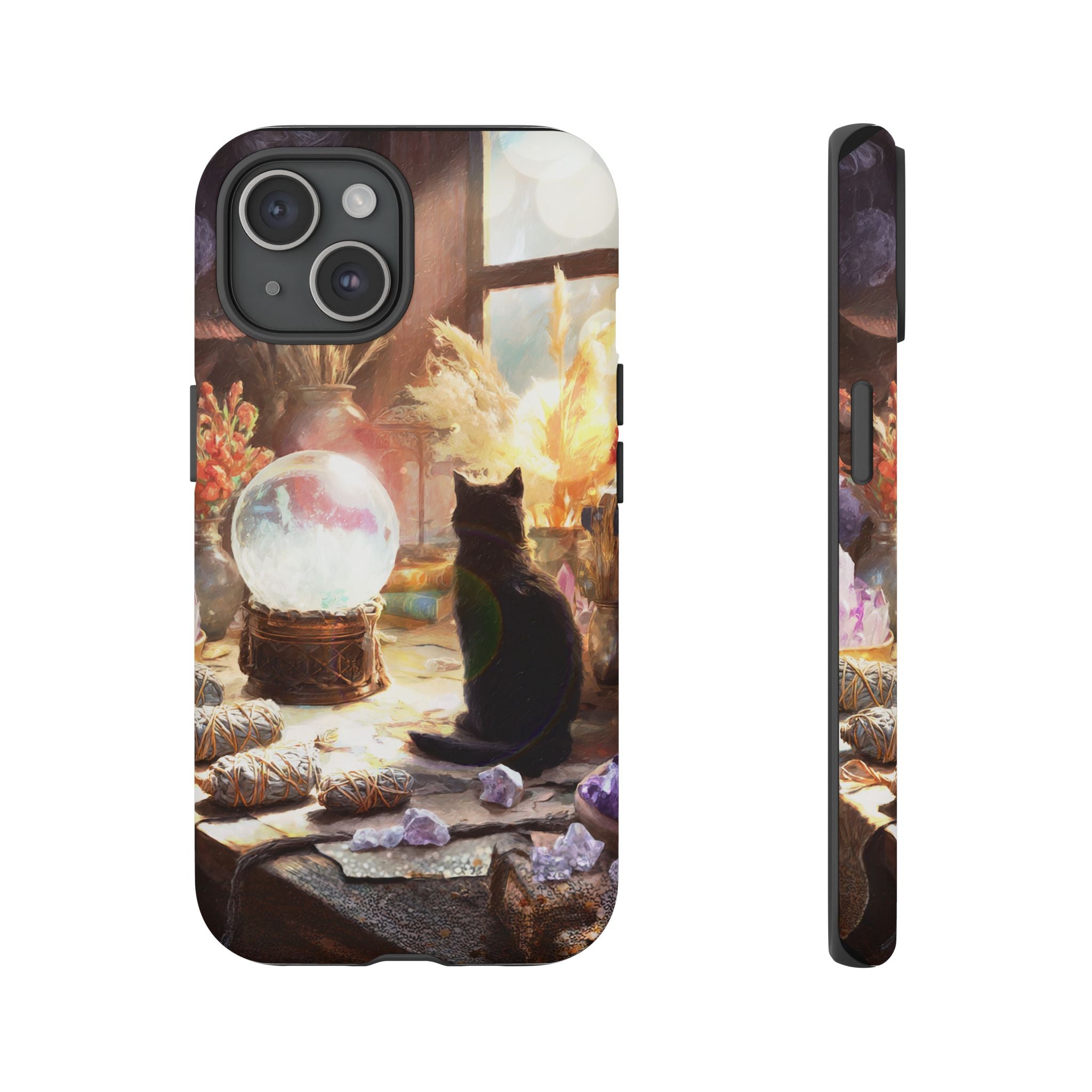 Crystal Phone case, Black Cat Case - Aesthetic Tough Case for Black Cat Lovers, Gift for Her, Witch Decor, Phone Protector, Home Vibes