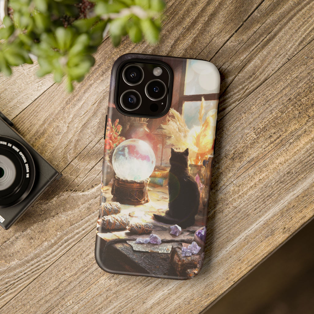 Crystal Phone case, Black Cat Case - Aesthetic Tough Case for Black Cat Lovers, Gift for Her, Witch Decor, Phone Protector, Home Vibes