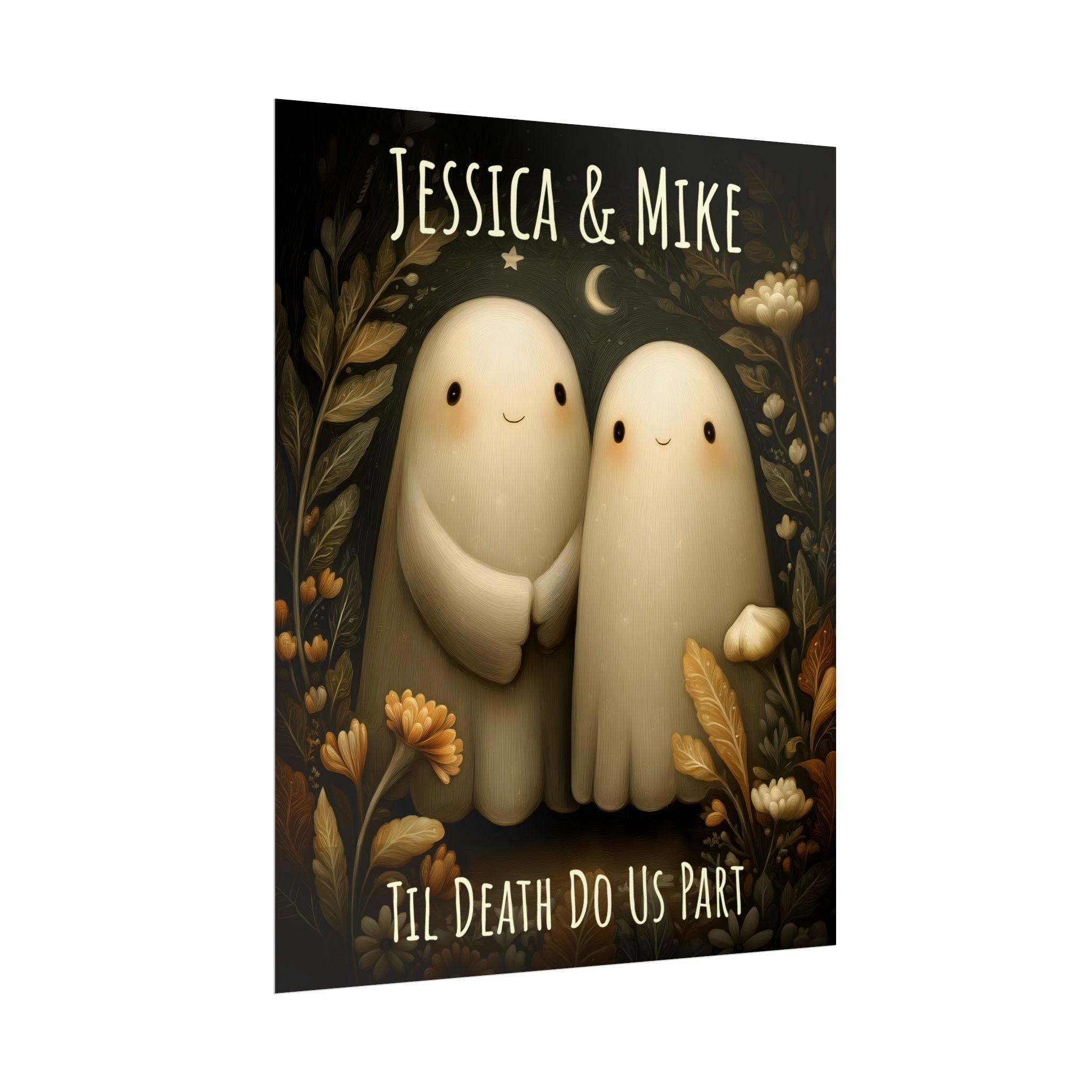 Valentine Poster Til Death Do Us Part Ghost | UNFRAMED Custom Name Valentines Day Wall Art for Couples