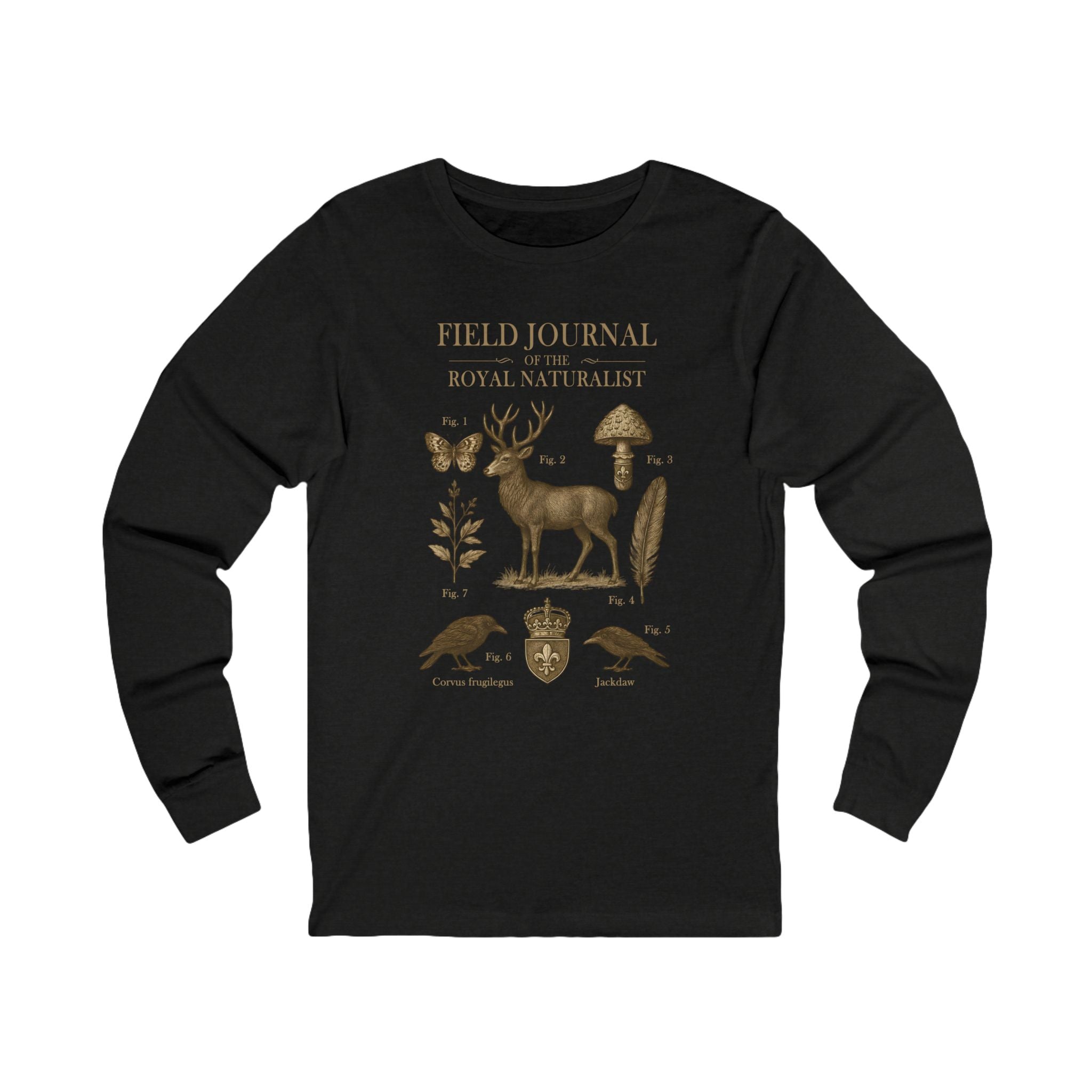 Field Journal of the Royal Naturalist Long Sleeve Tee | Castlecore nature study shirt inspired by medieval illustration and vintage fantasy