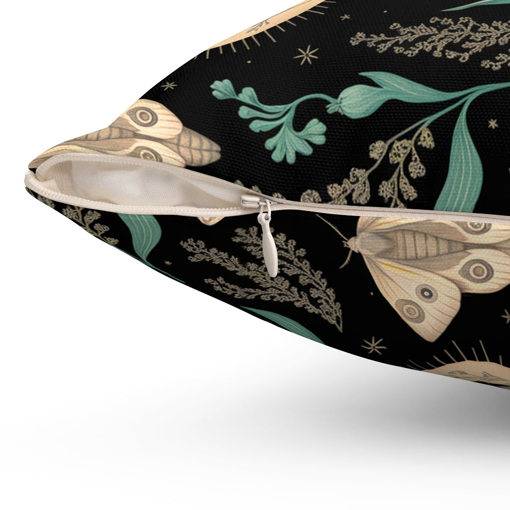 Floral Moth Throw Pillow