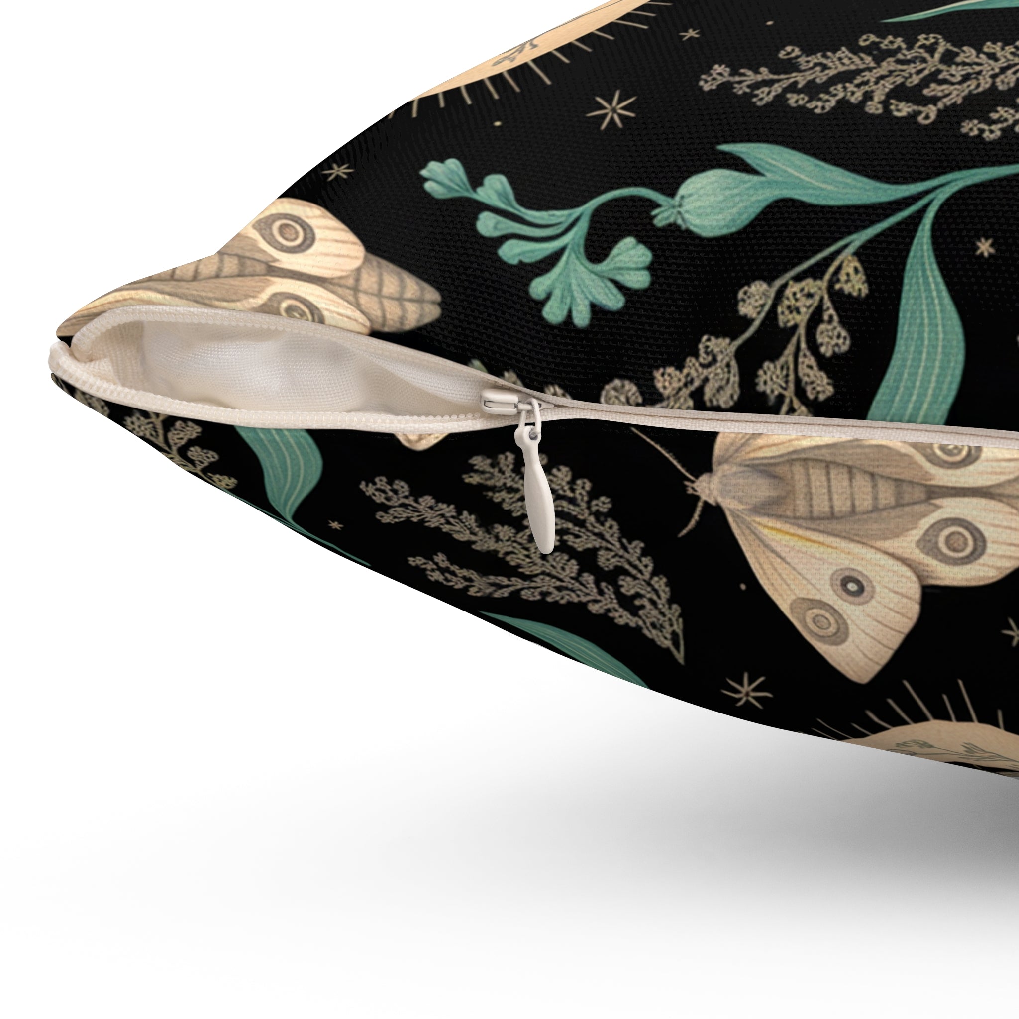 Floral Moth Throw Pillow