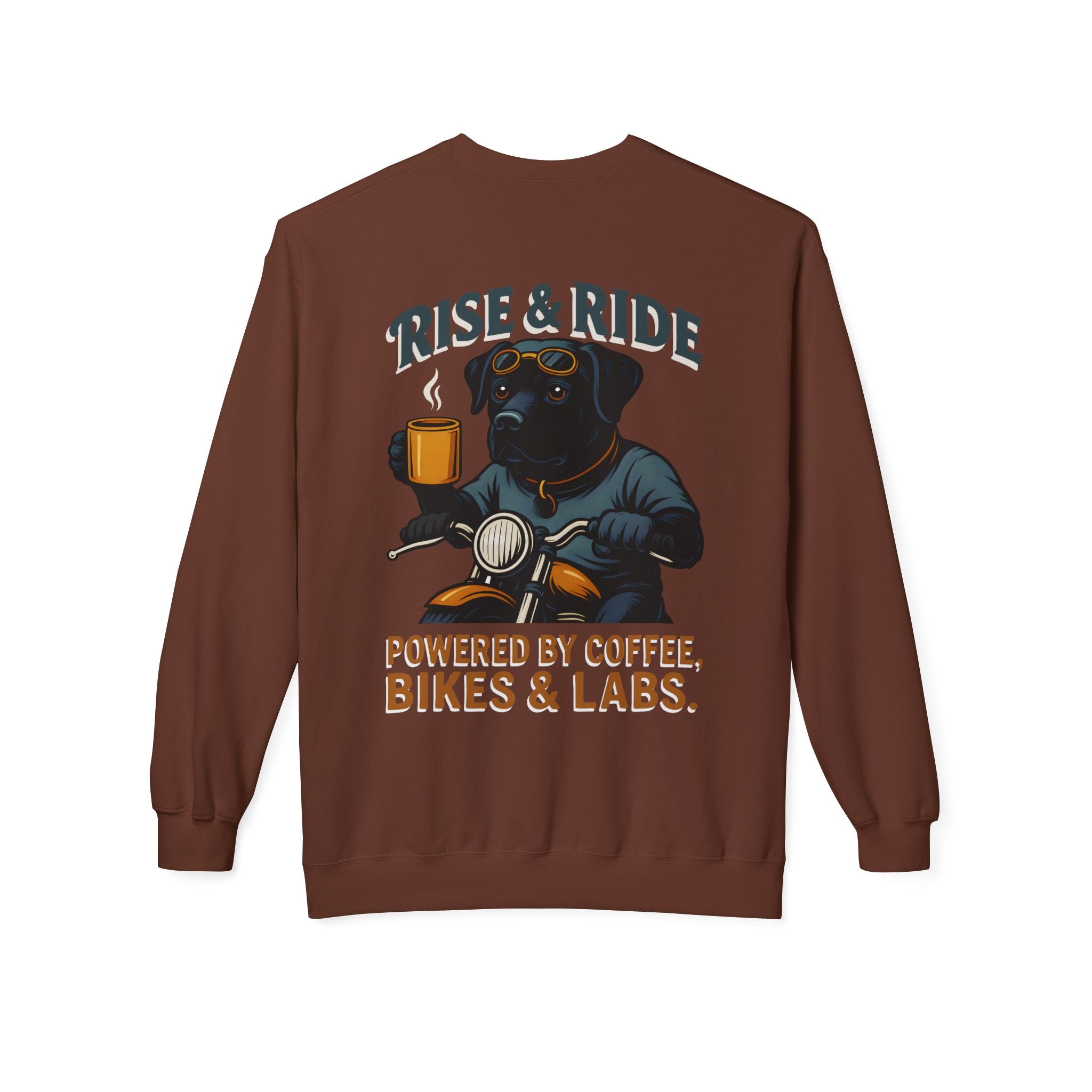 Dog Husky Biker Coffee Shirt | Husky Motorcycle Sweatshirt for Men Back Print
